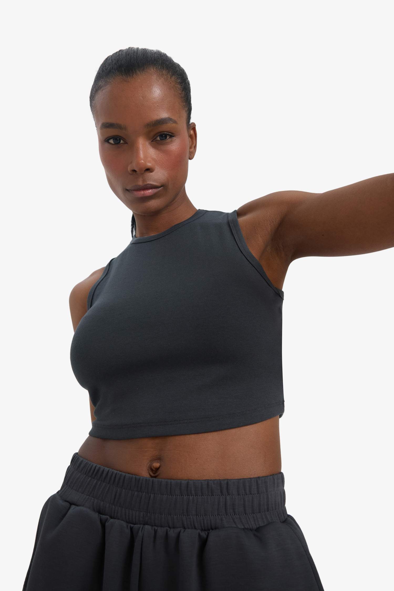 DeFactoFit Crew Neck Modal Sports Crop Top