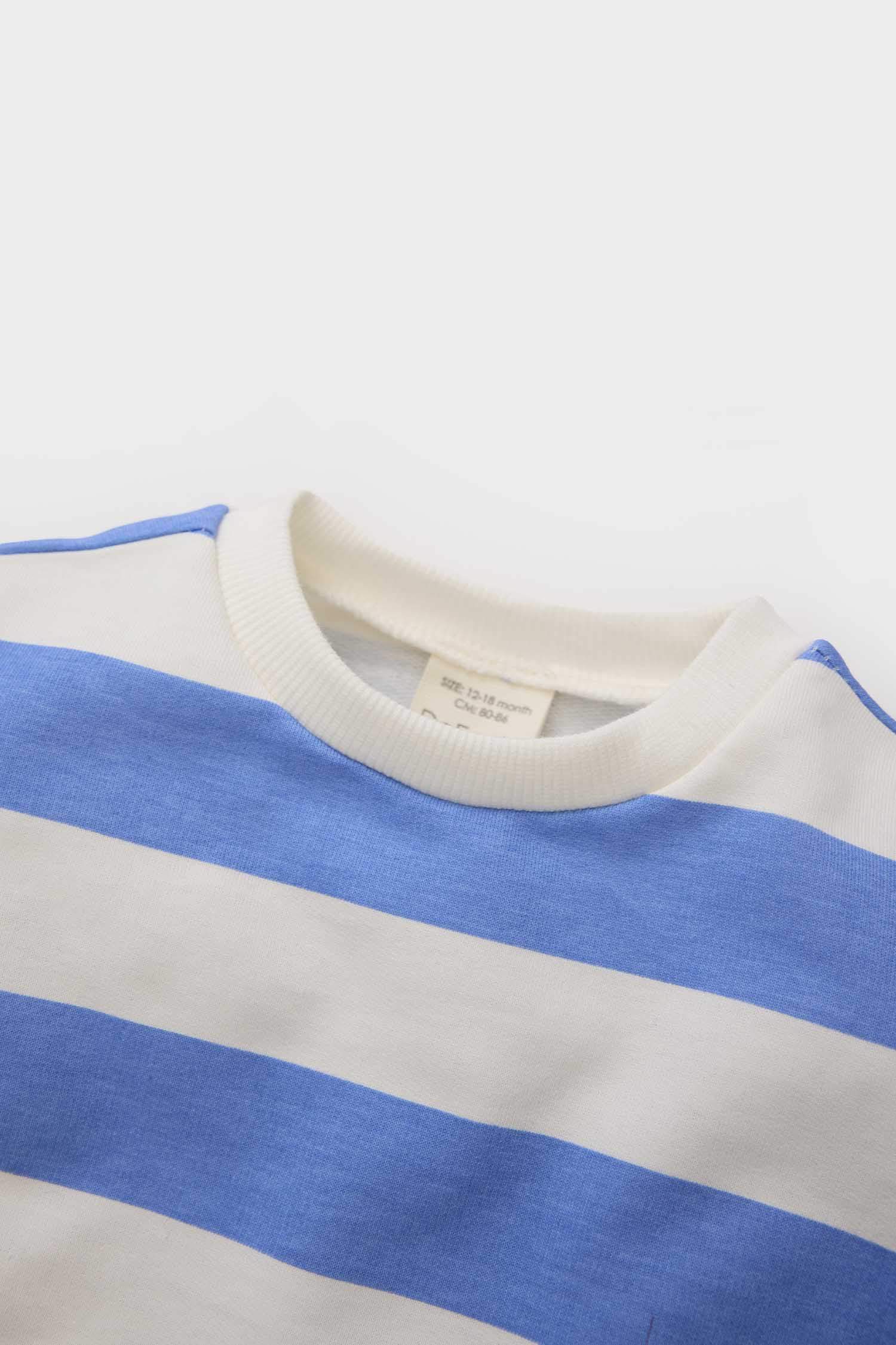 Baby Girl Crew Neck Striped Sweatshirt