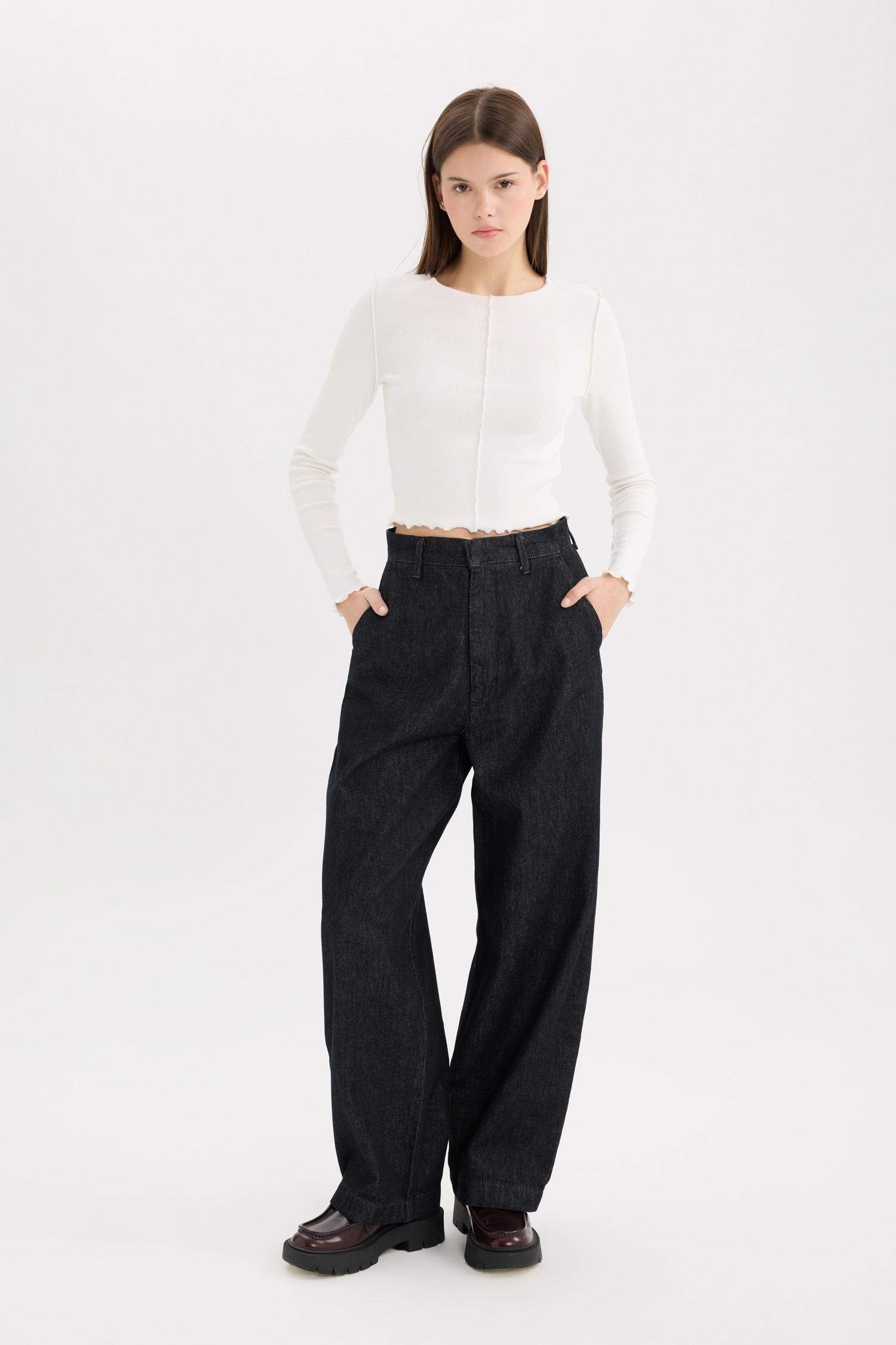 Baggy Fit High Waist Long Jeans