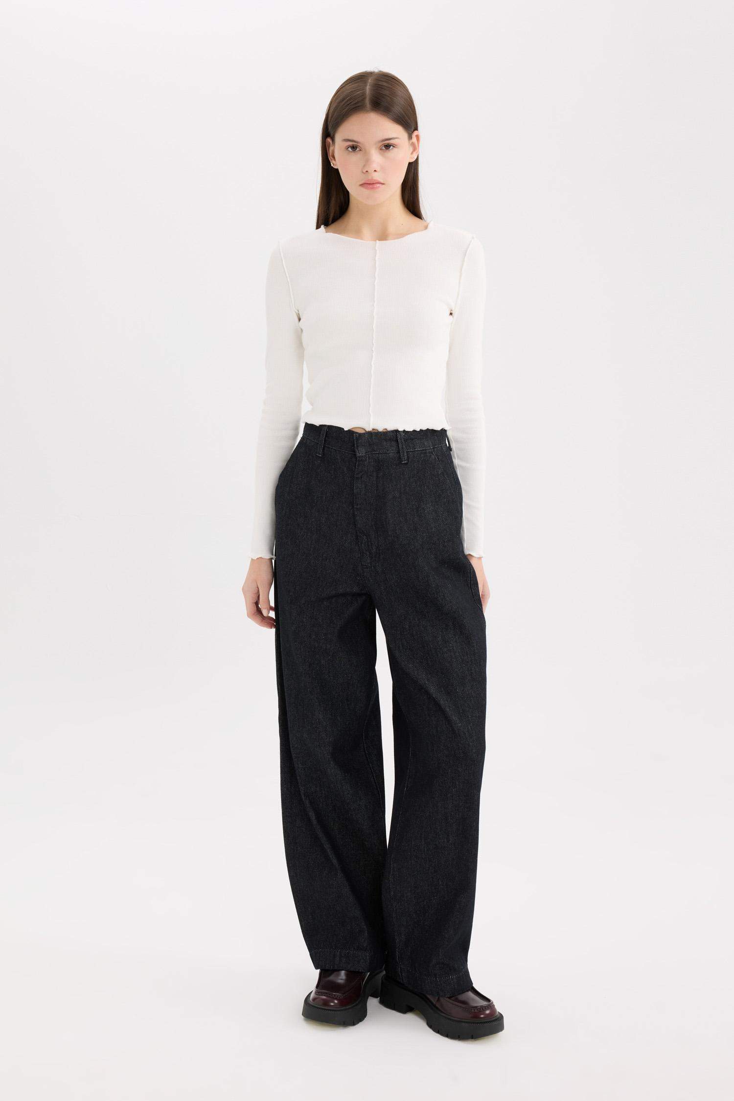 Baggy Fit High Waist Long Jeans