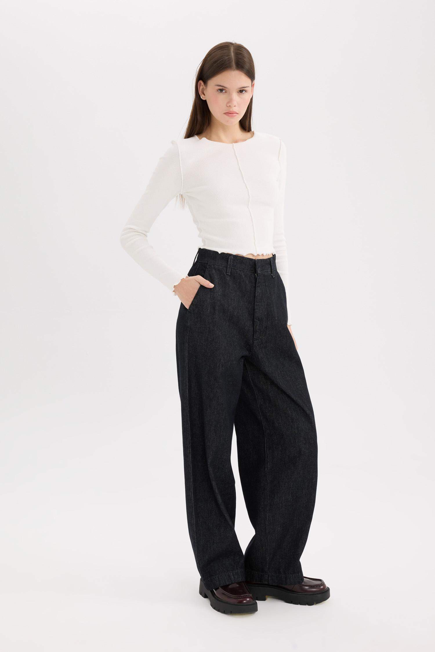 Baggy Fit High Waist Long Jeans