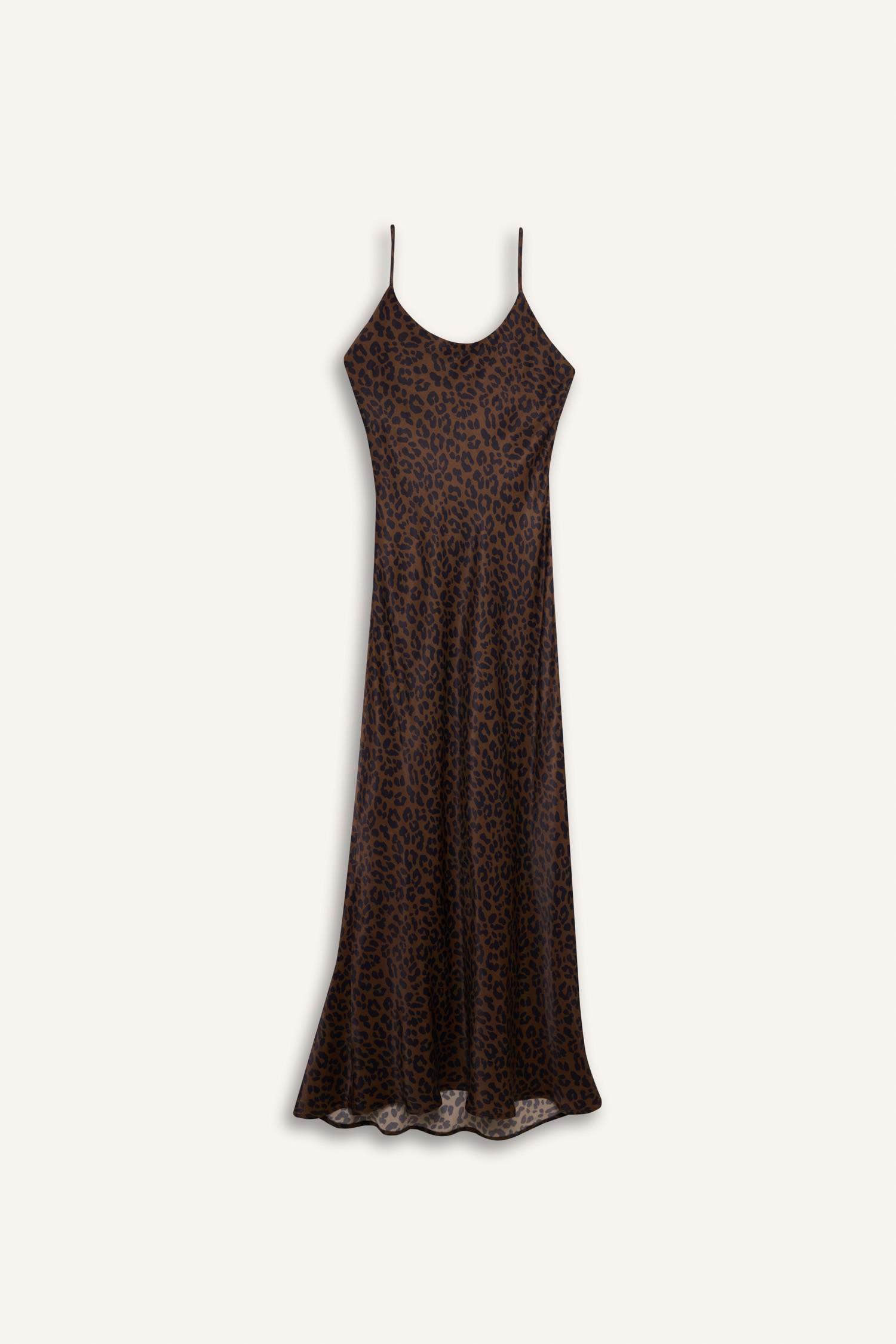 Slim Fit Leopard Viscose Strappy Maxi Dress