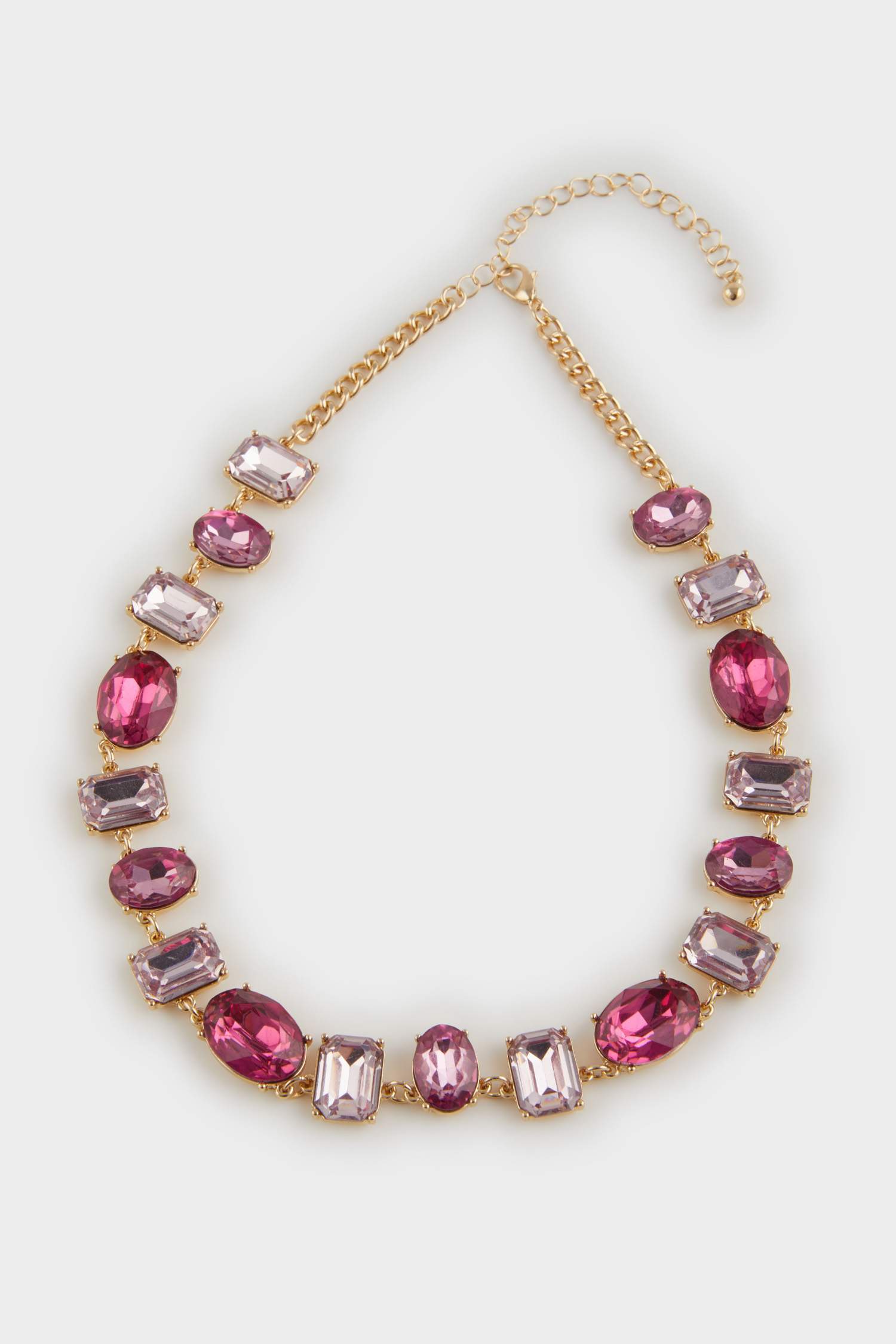 Kadın Parlak Taşlı Gold Kolye