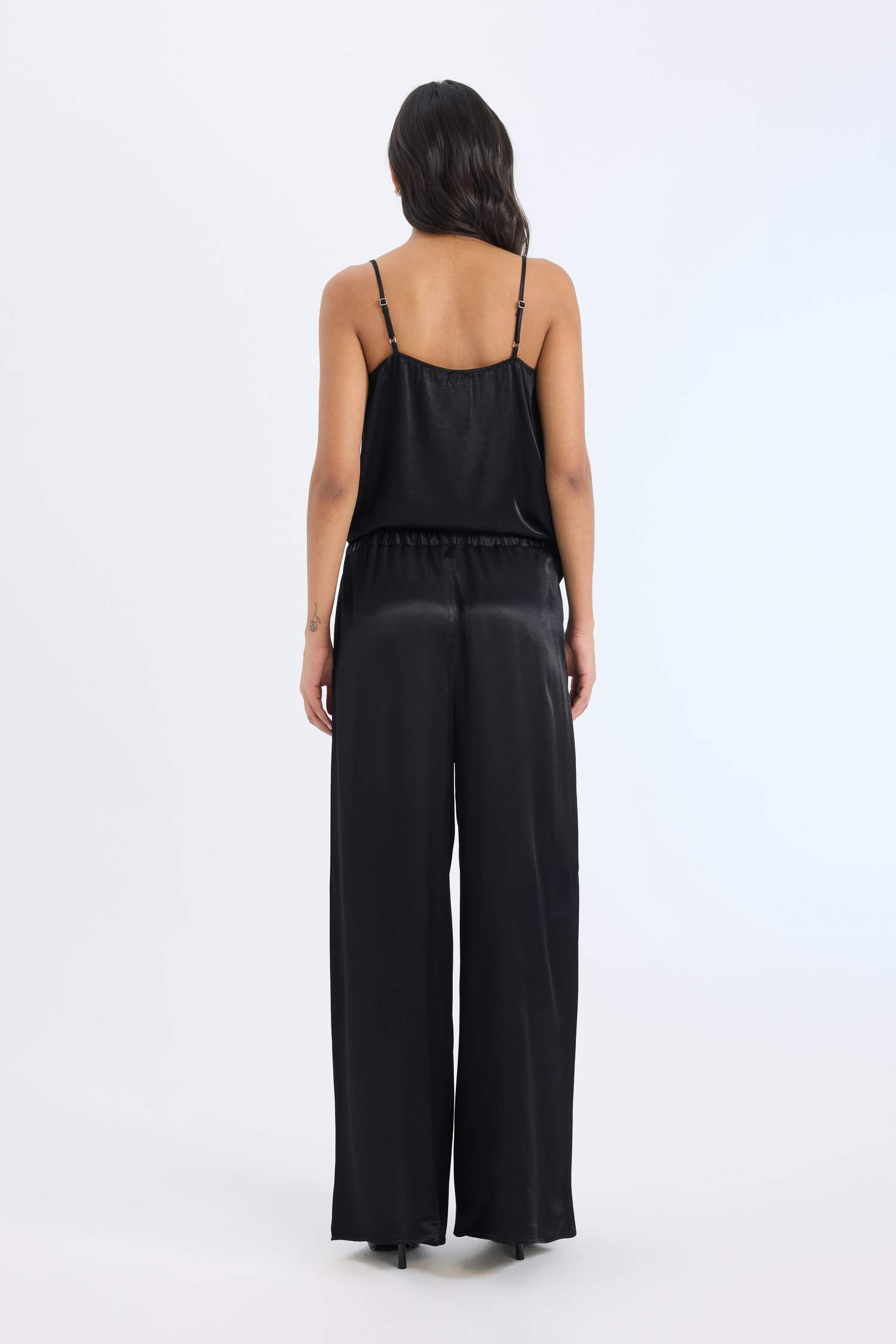 Wide Leg High Waist Straight Leg Satin Trousers