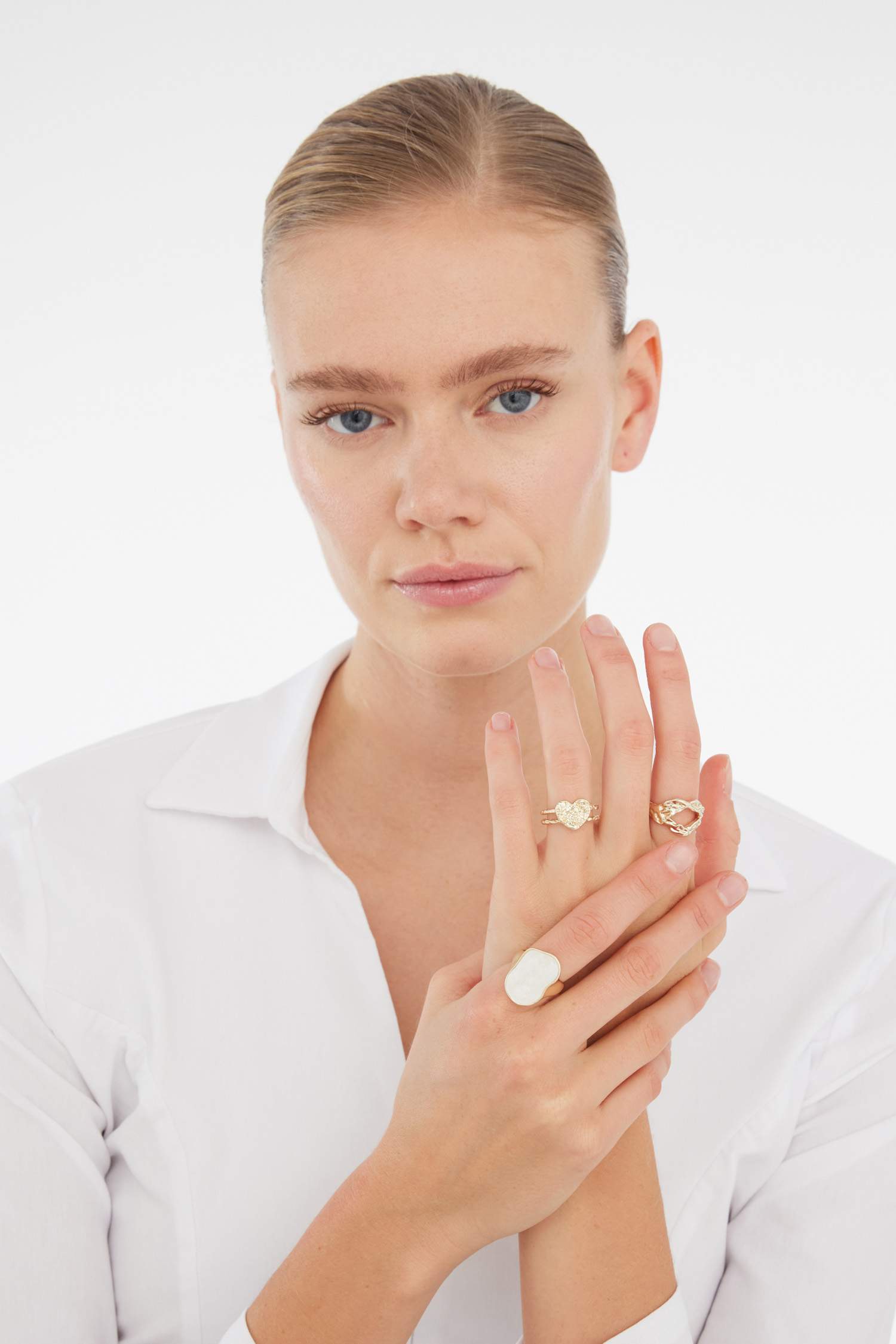 Woman Marble Look Stone 3 Piece Rings