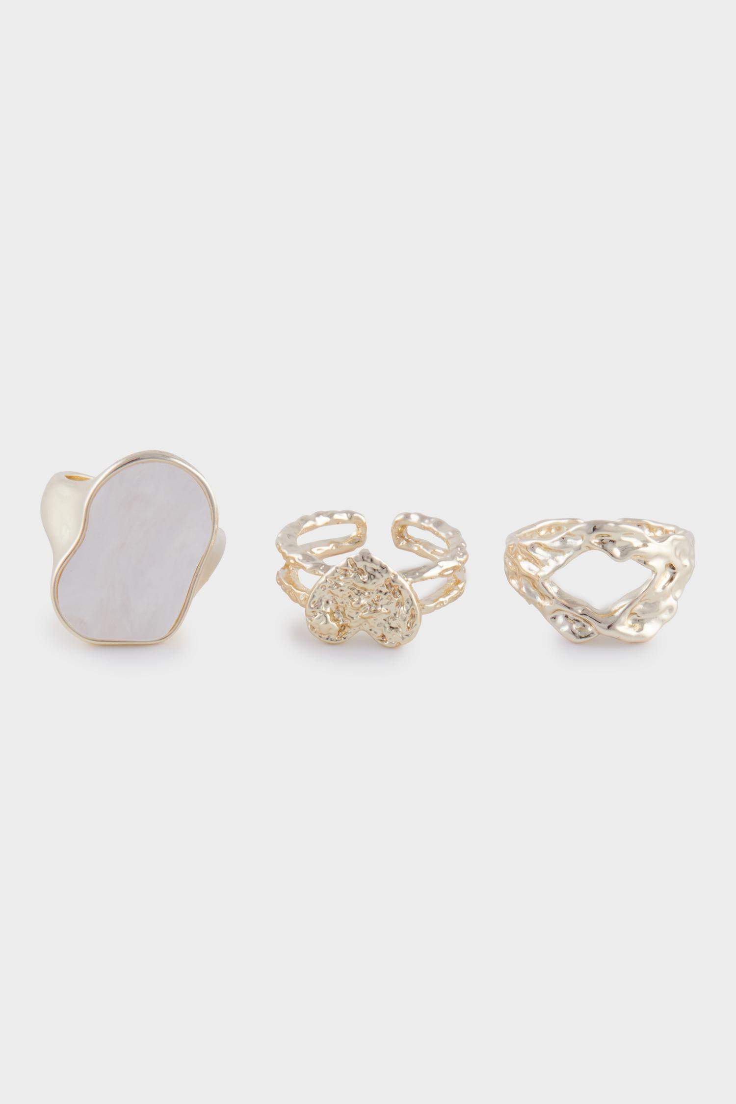 Woman Marble Look Stone 3 Piece Rings