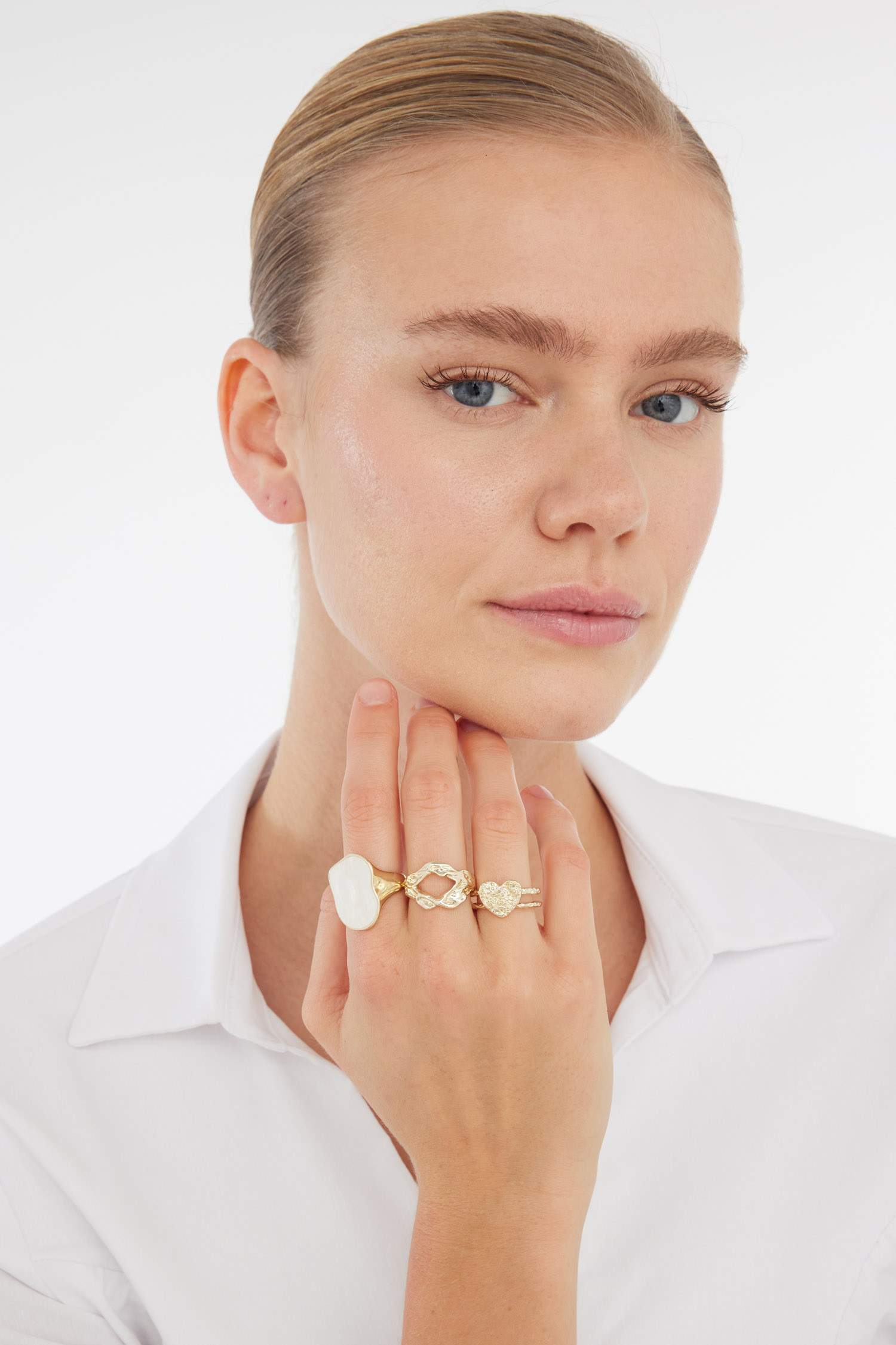 Woman Marble Look Stone 3 Piece Rings