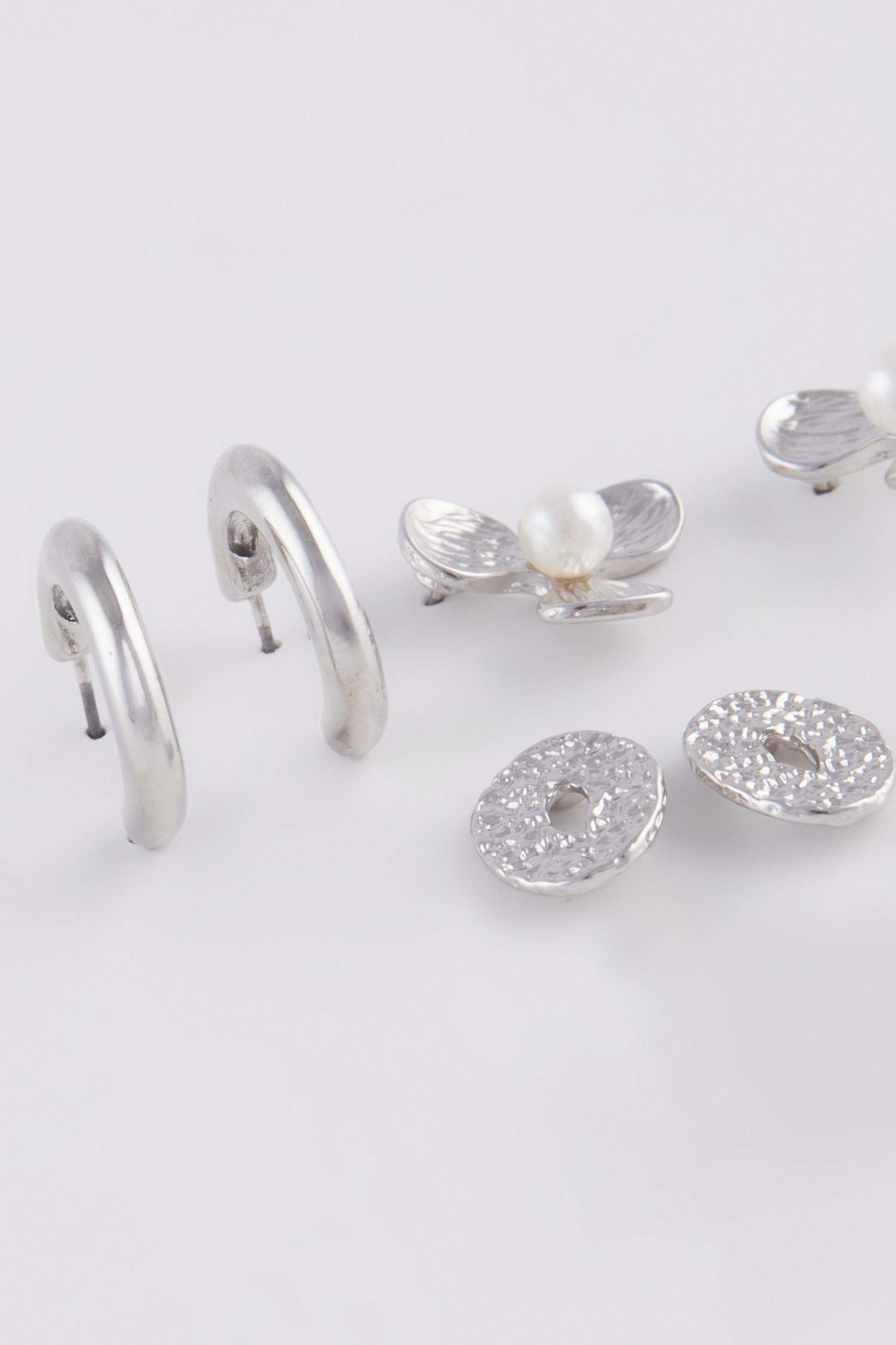 Woman 3 Piece Silver Earrings