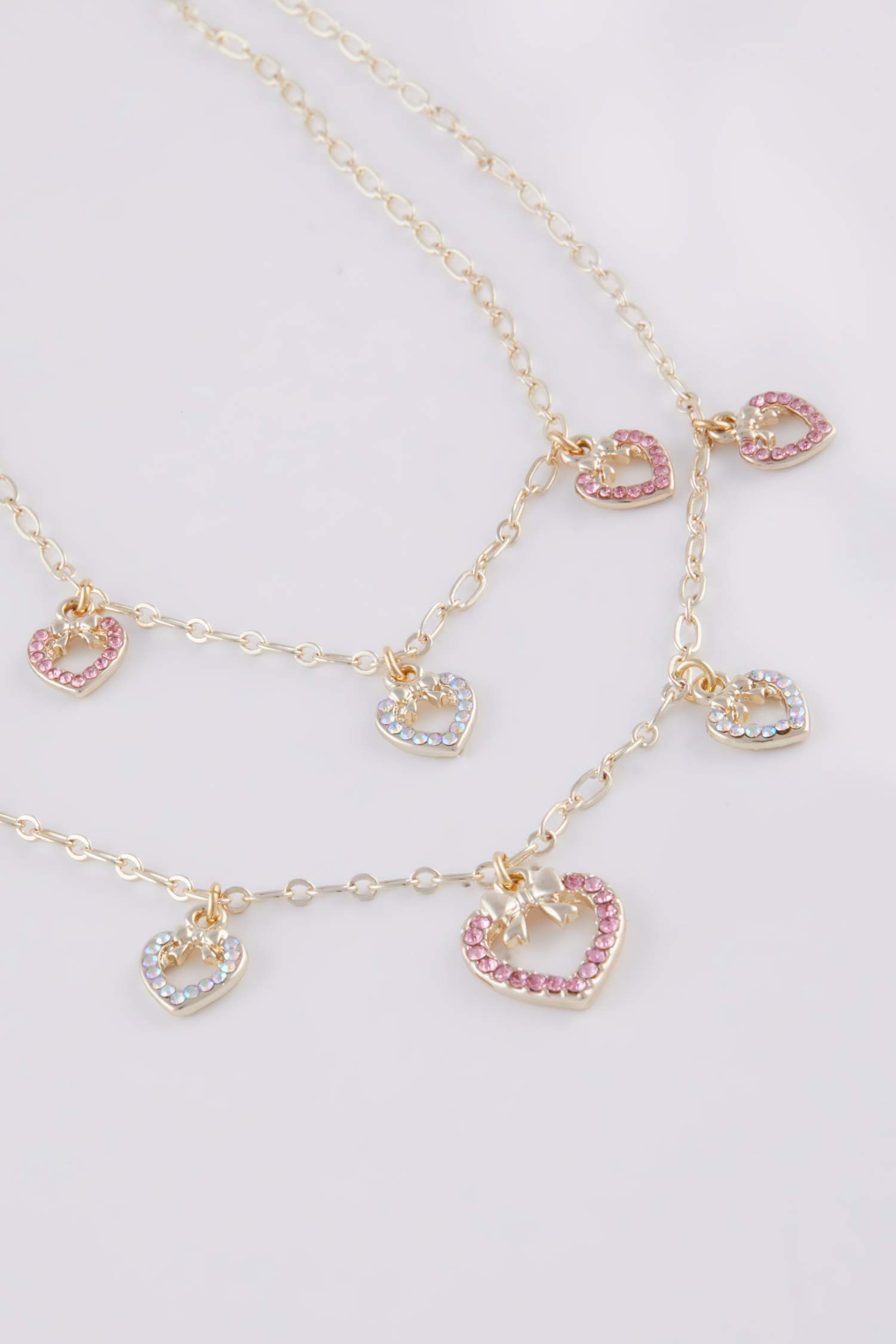 Kadın Kalpli 2'li Gold Kolye