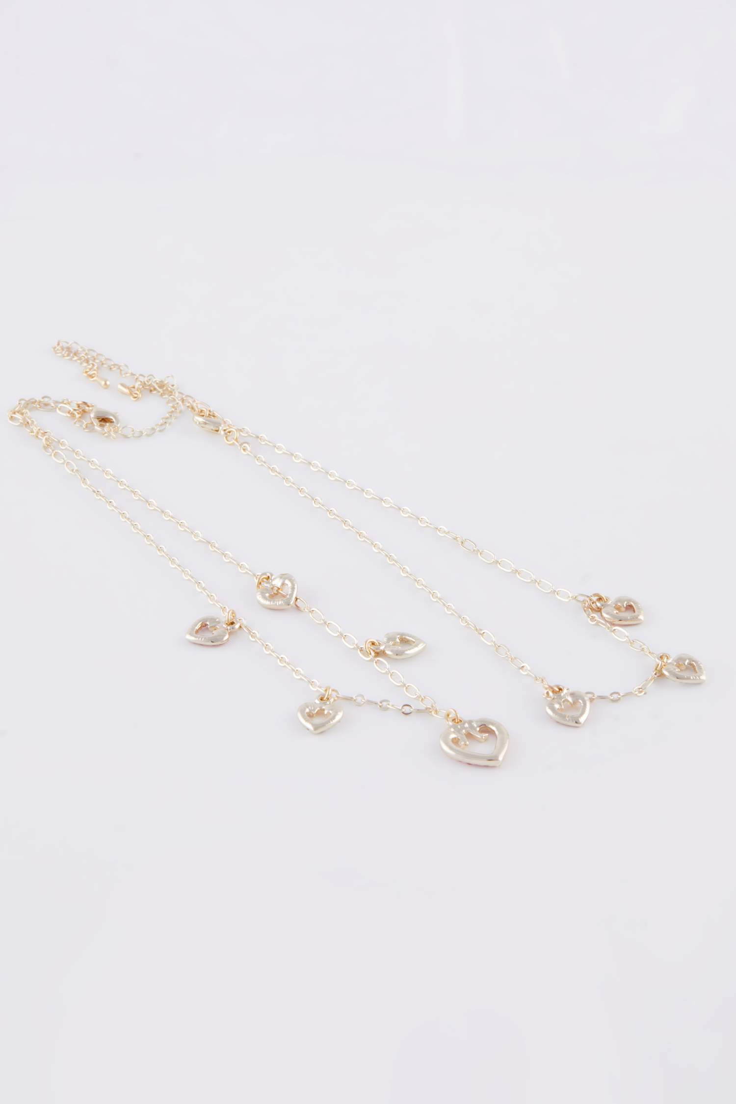 Kadın Kalpli 2'li Gold Kolye