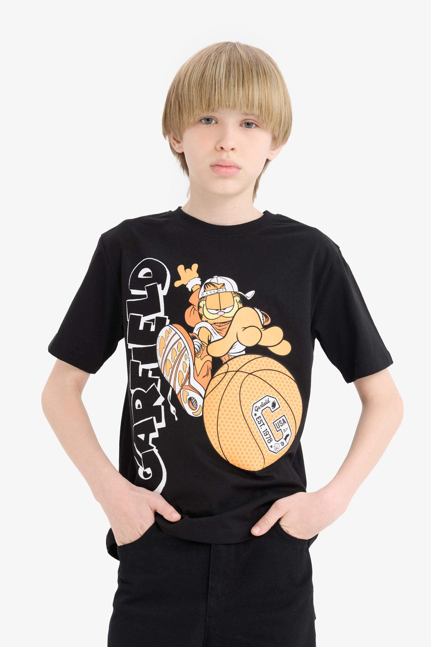 T-shirt imprimé Garfield à manches courtes pour garçon