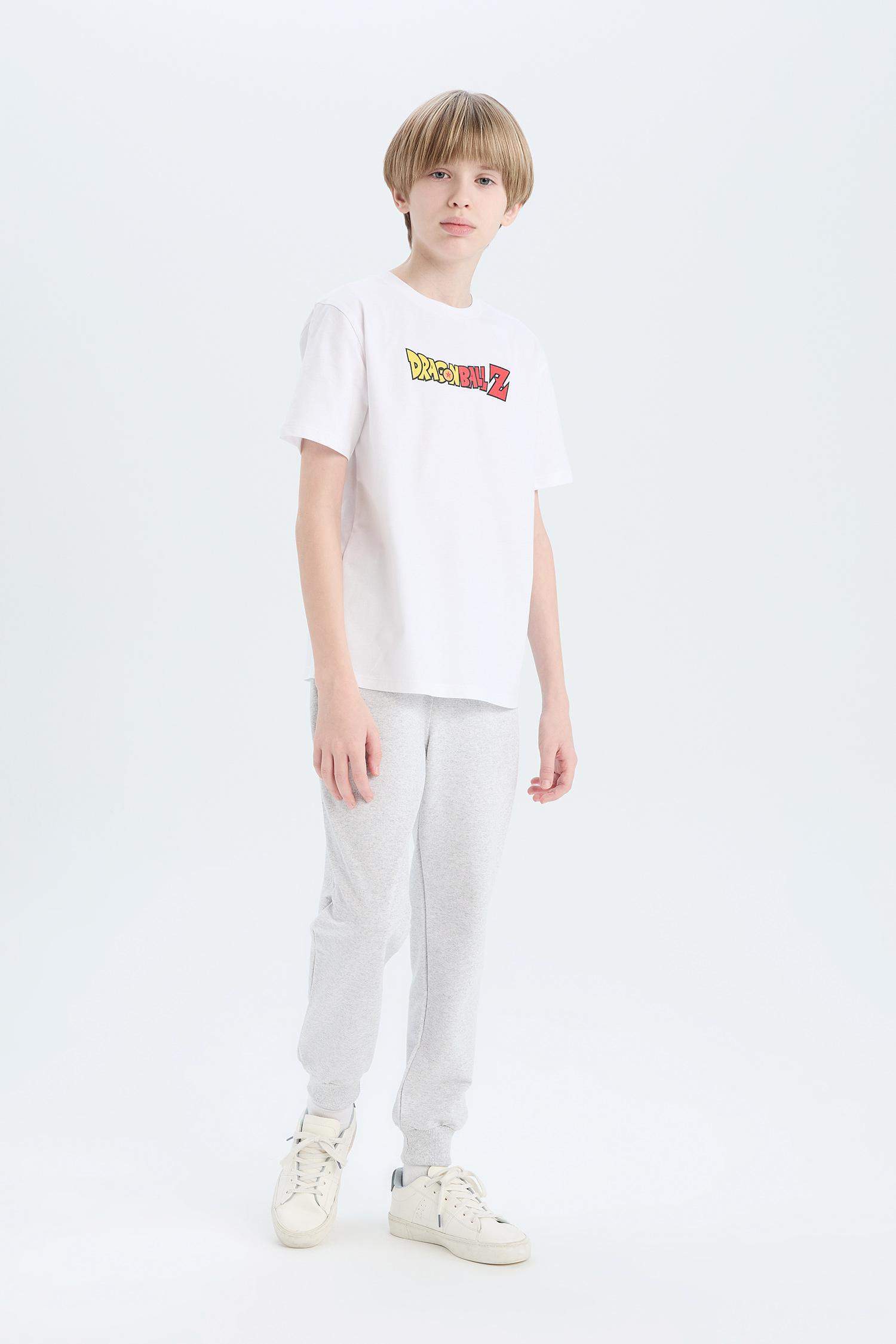 Erkek Çocuk Dragon Ball Bisiklet Yaka Sırt Baskılı Kısa Kollu Tişört