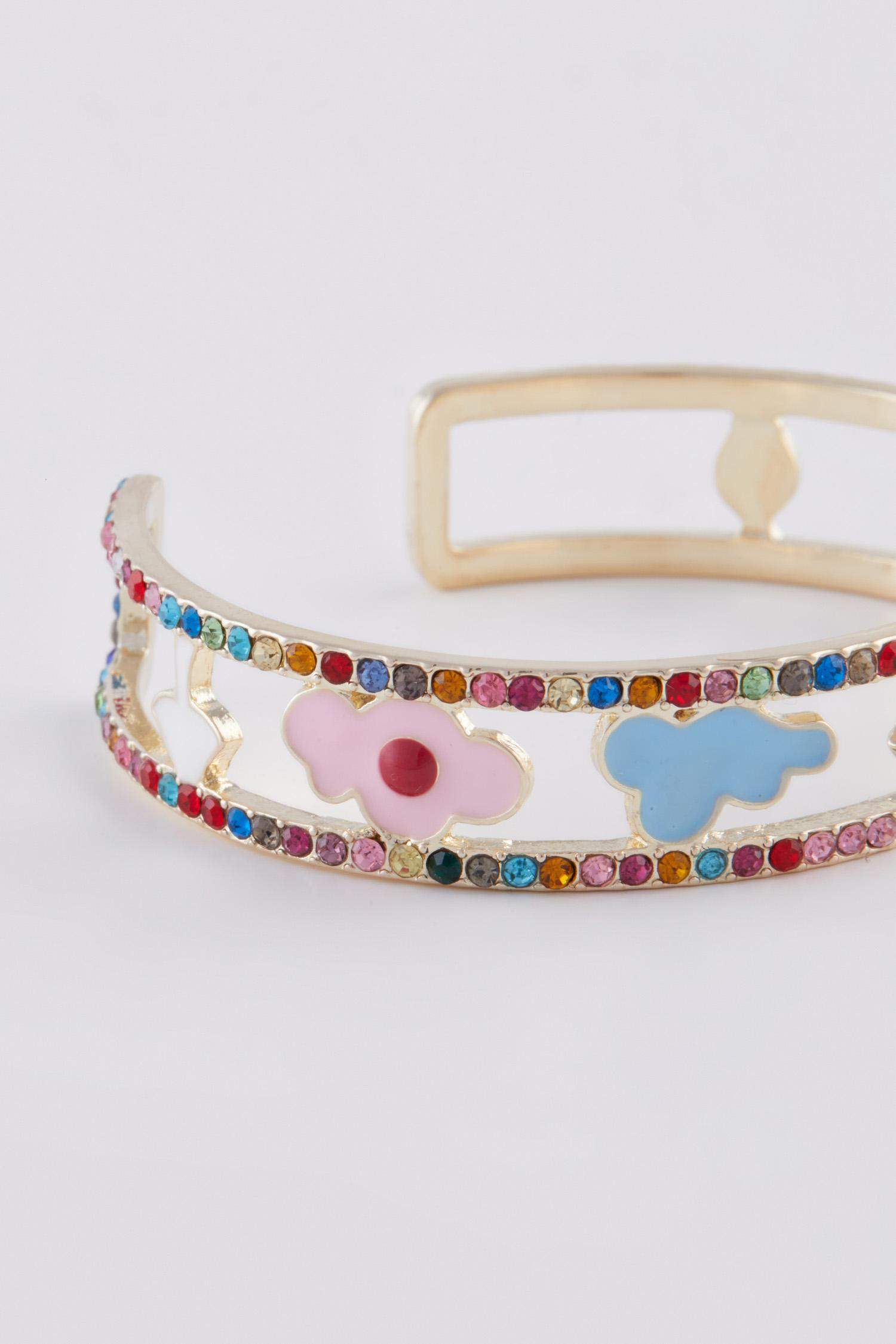 Woman Colorful Stone Cuff Bracelet