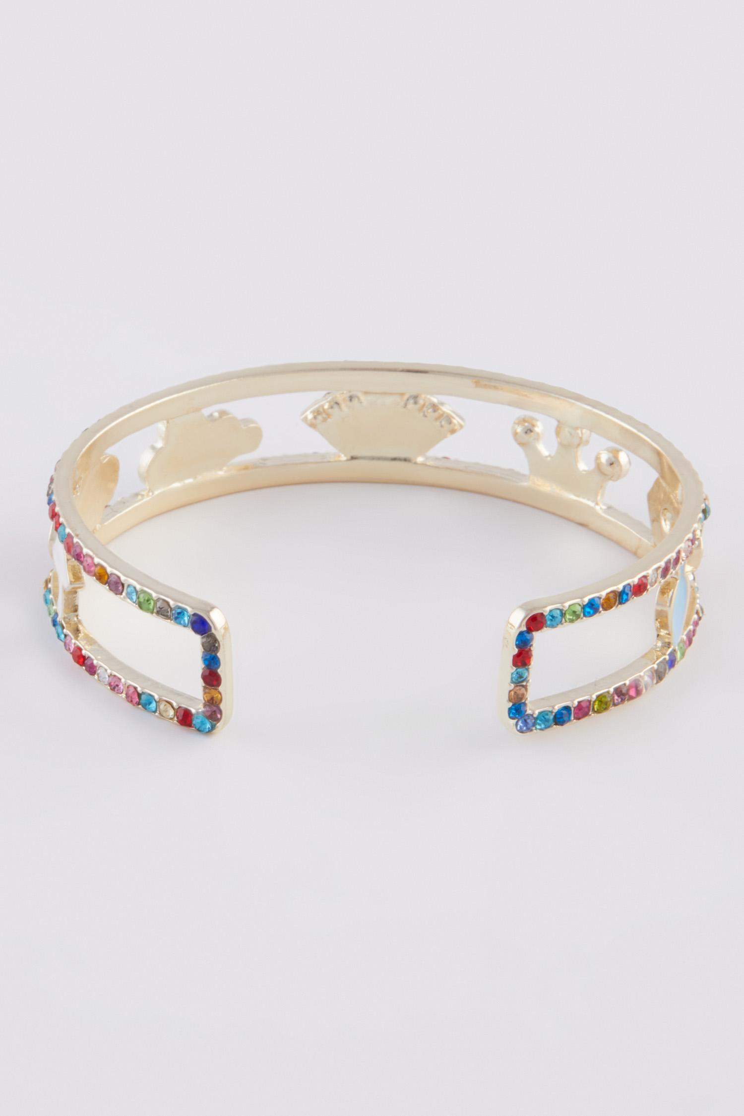 Woman Colorful Stone Cuff Bracelet