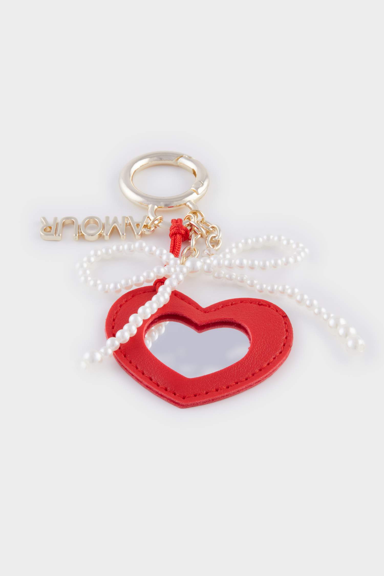 Kadın Kırmızı Kalpli Charm Anahtarlık