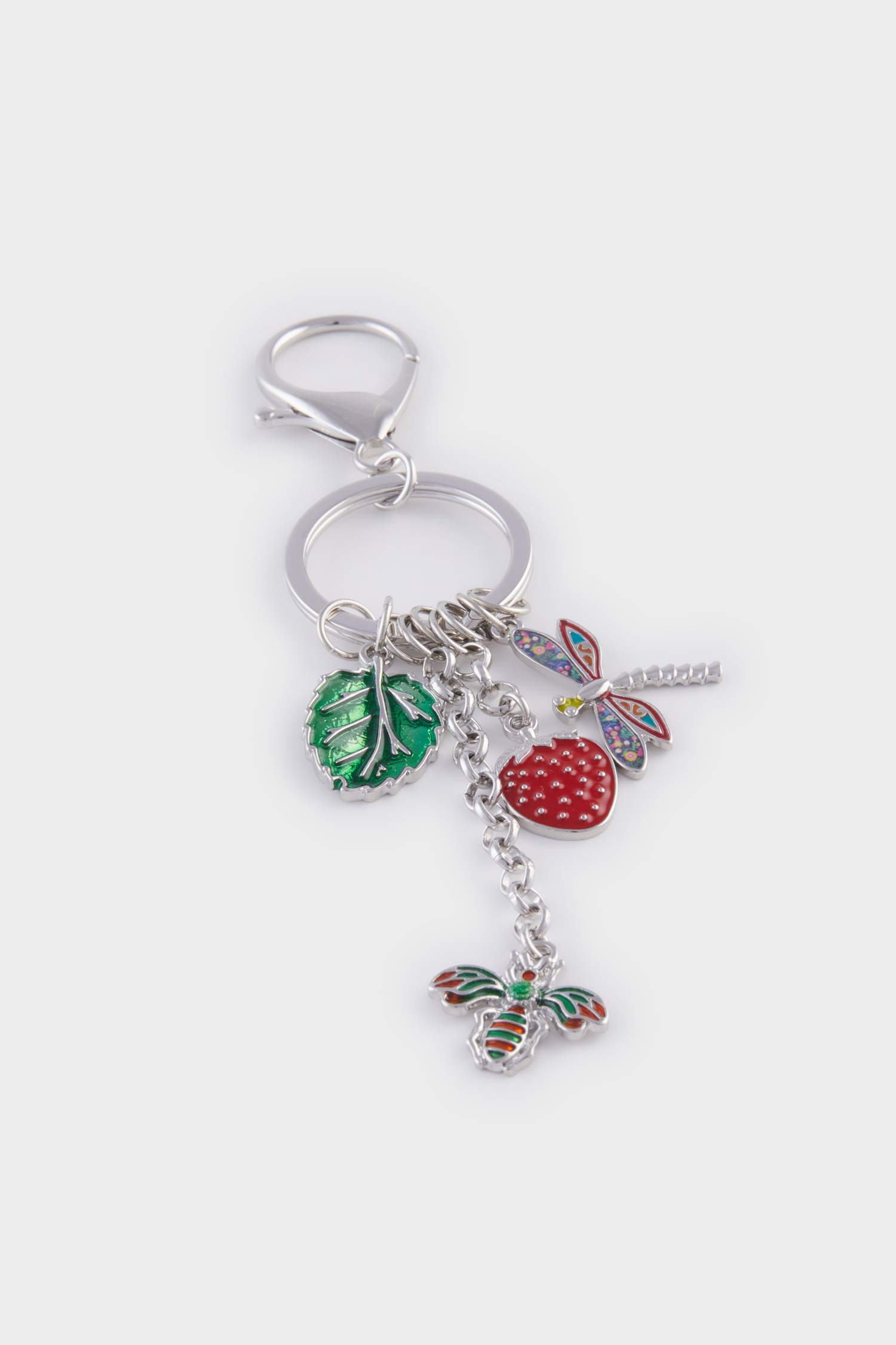 Porte-clés charm en métal argenté pour femme