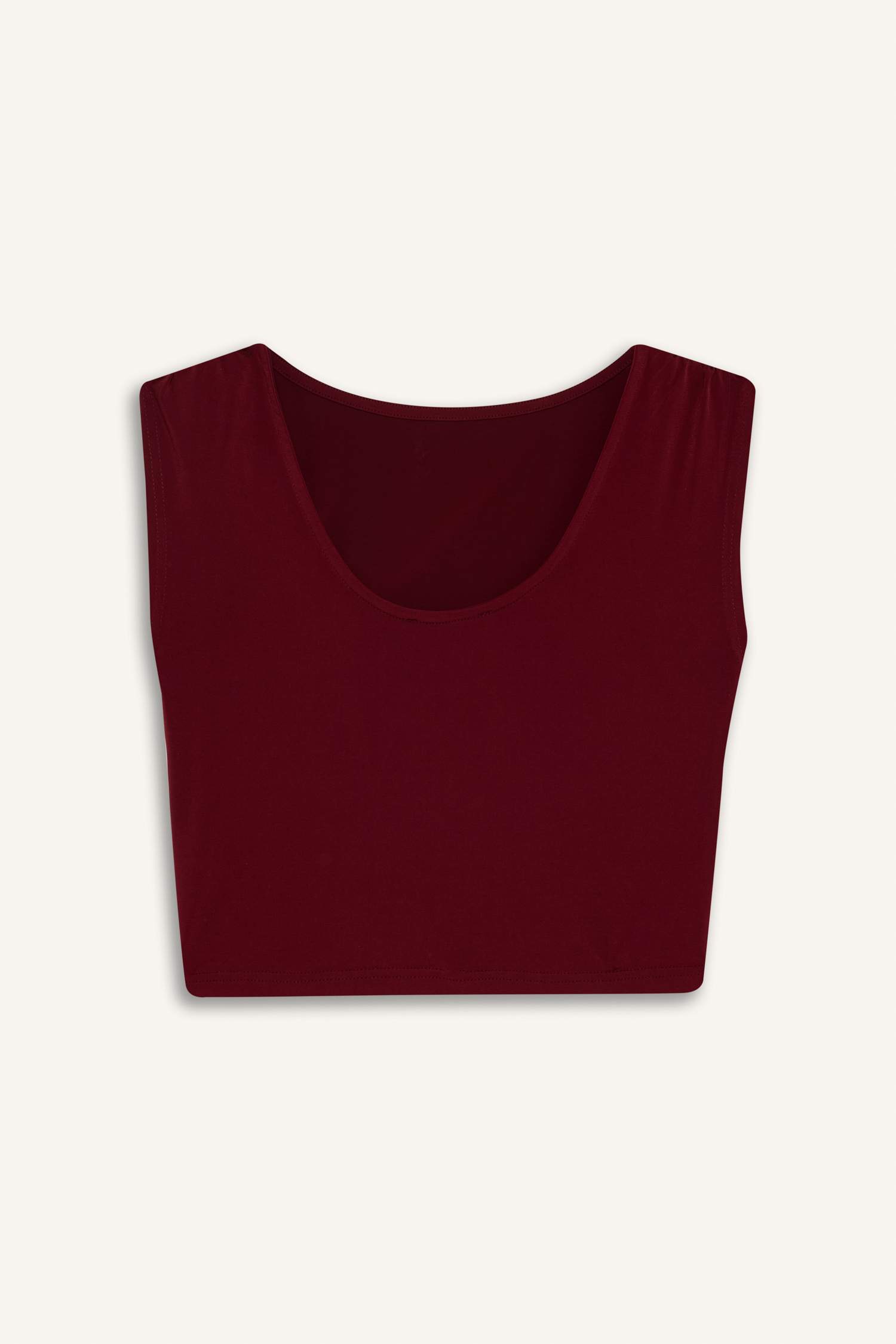 T-shirt Slim à manches courtes et col rond rouge bordeaux