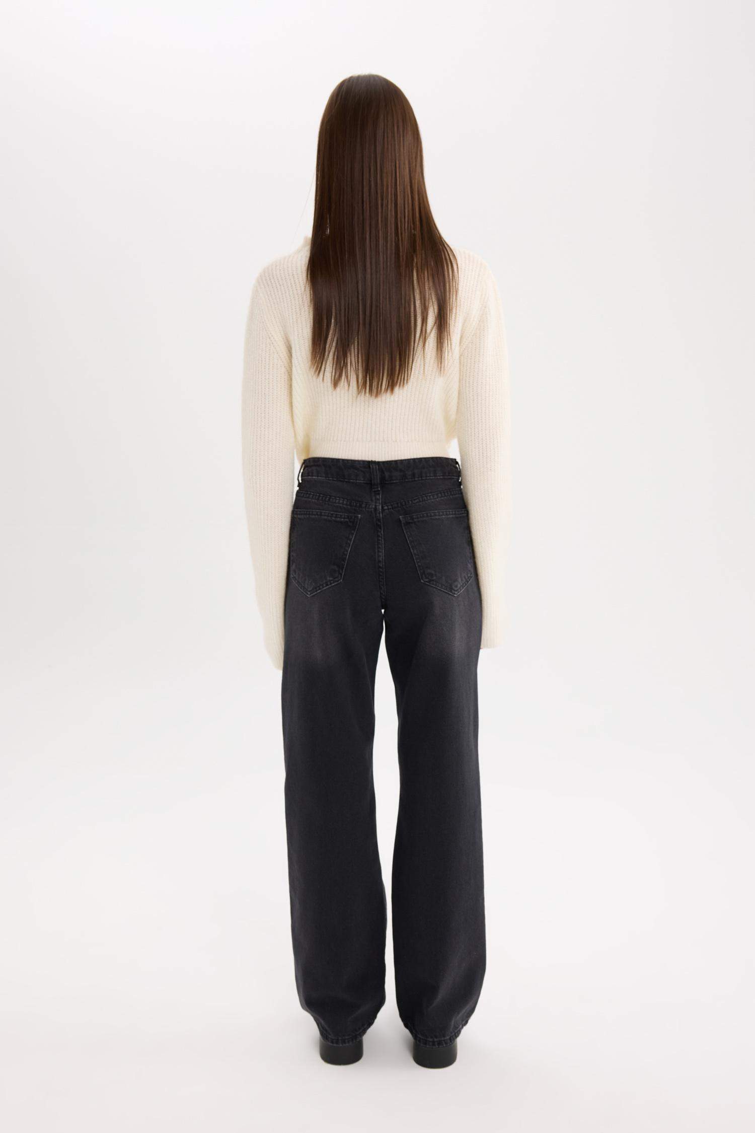 Straight Wide Leg High Waist Long Washed Jeans