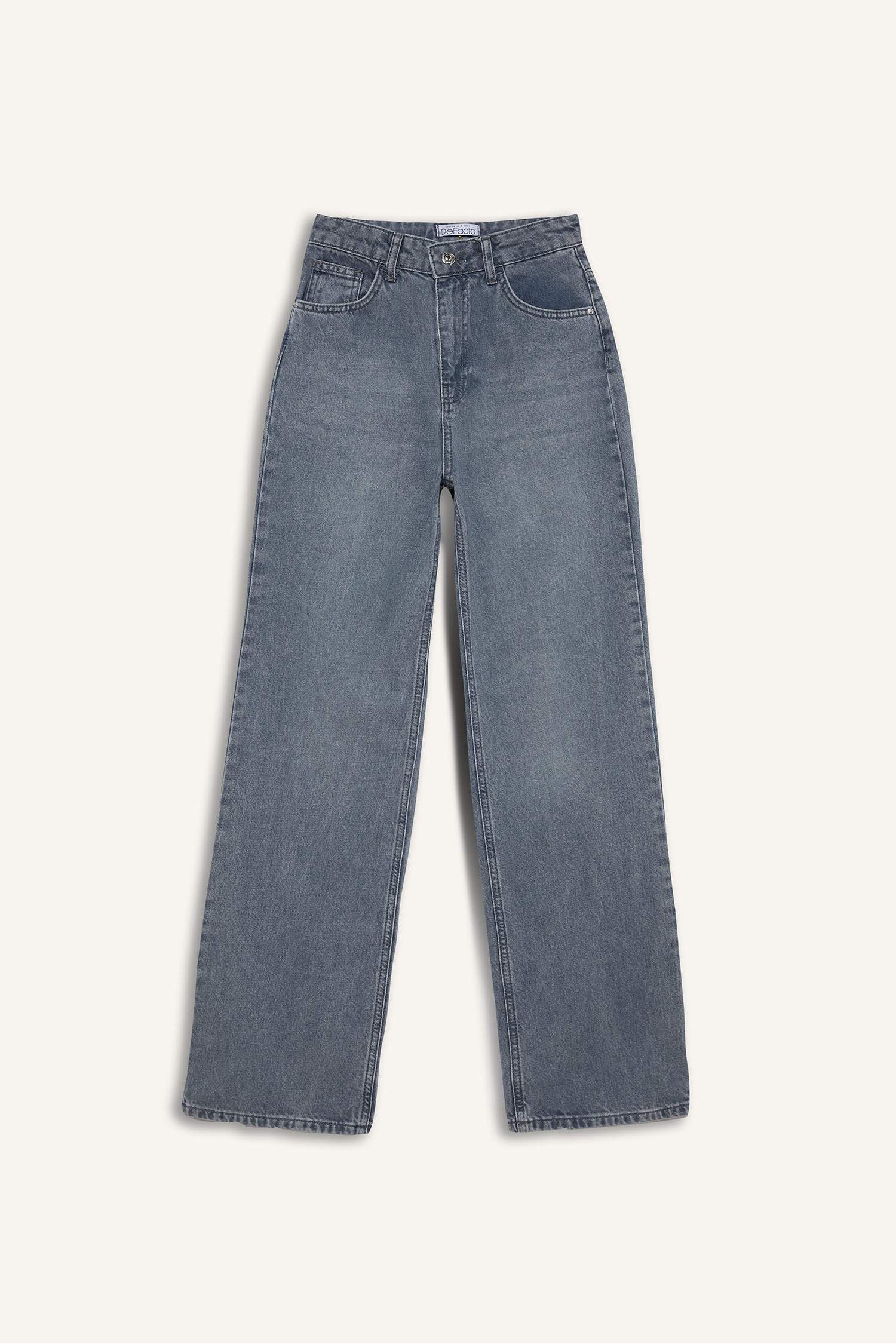 Straight Wide High Waist Long Washed Jeans