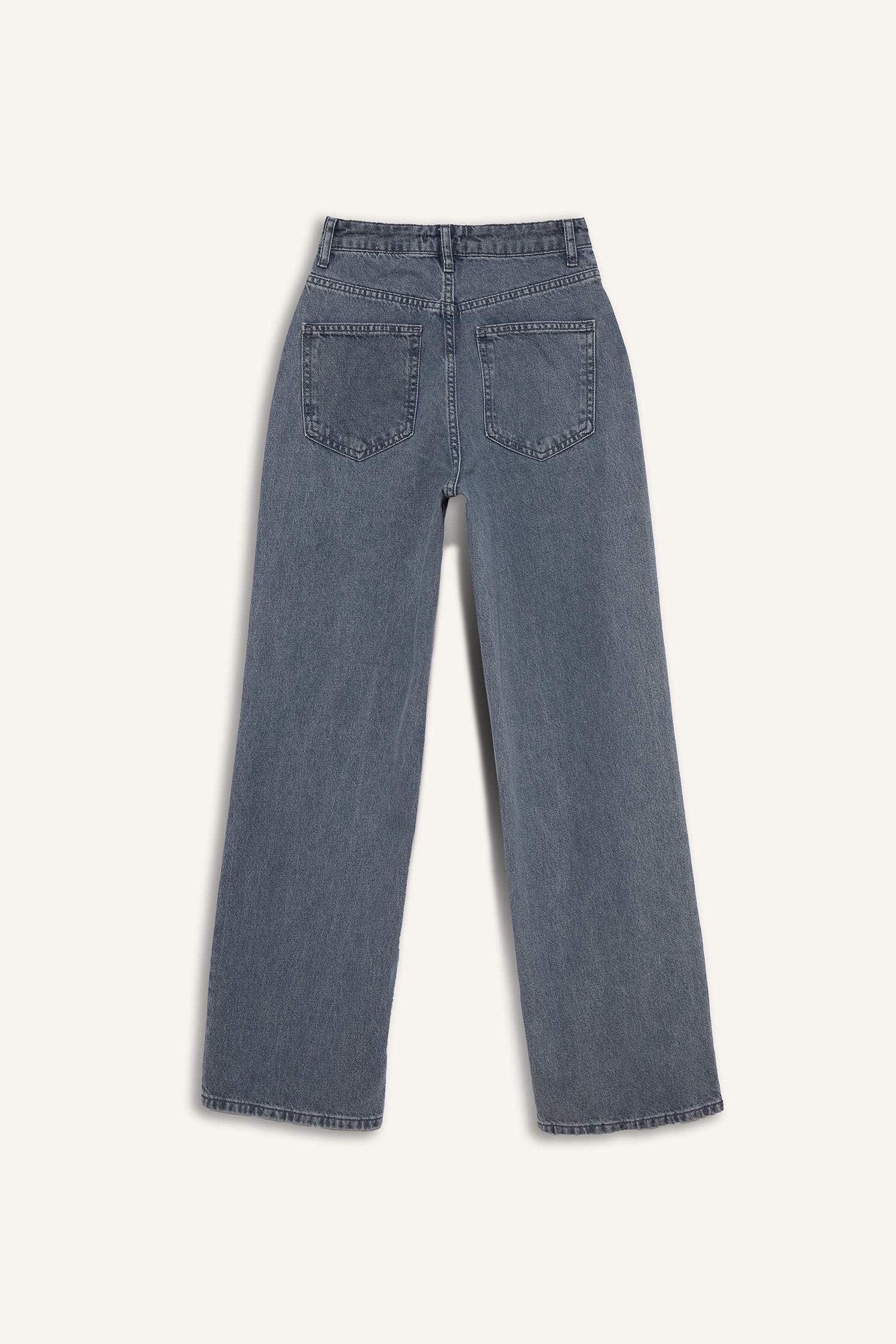 Straight Wide High Waist Long Washed Jeans