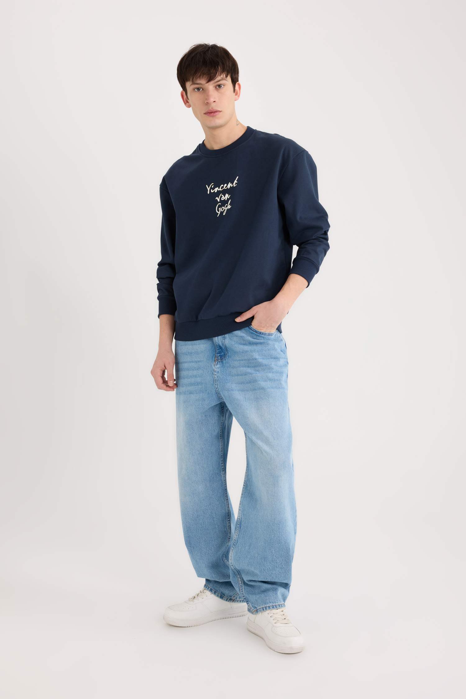 Van Gogh Boxy Fit Bisiklet Yaka Sırt Baskılı Sweatshirt