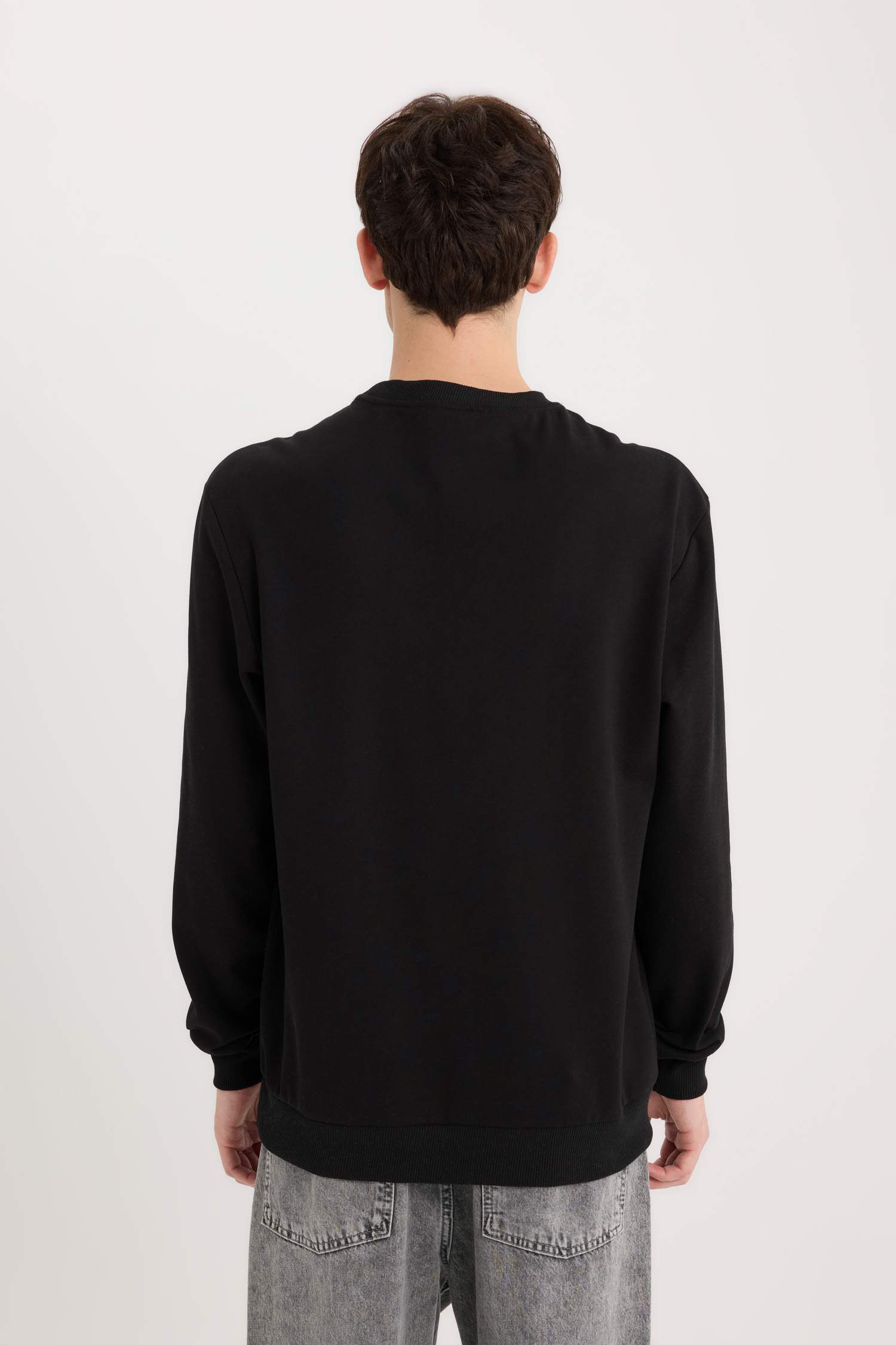 Regular Fit Bisiklet Yaka Baskılı Sweatshirt