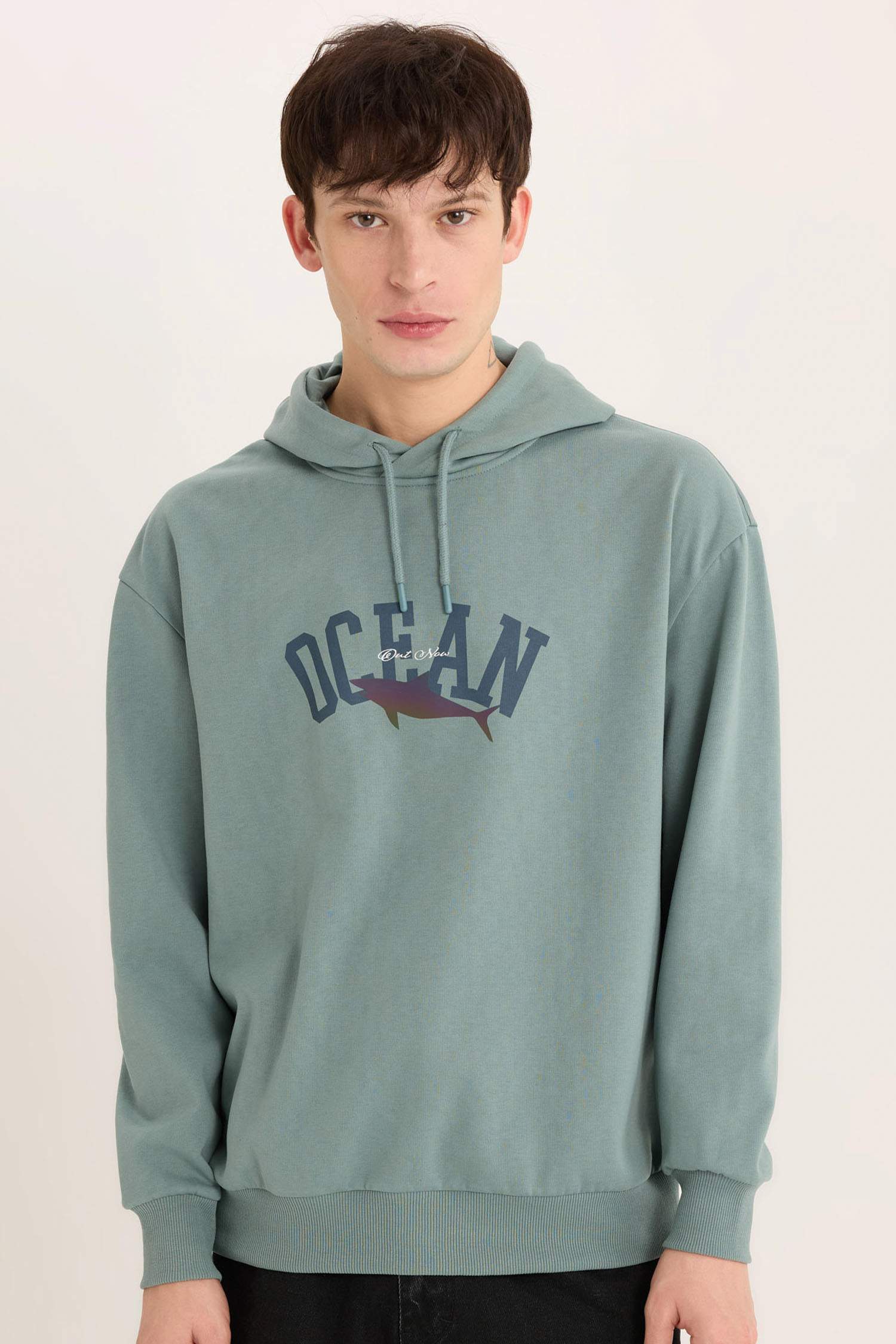 Boxy Fit Kapüşonlu Baskılı Sweatshirt