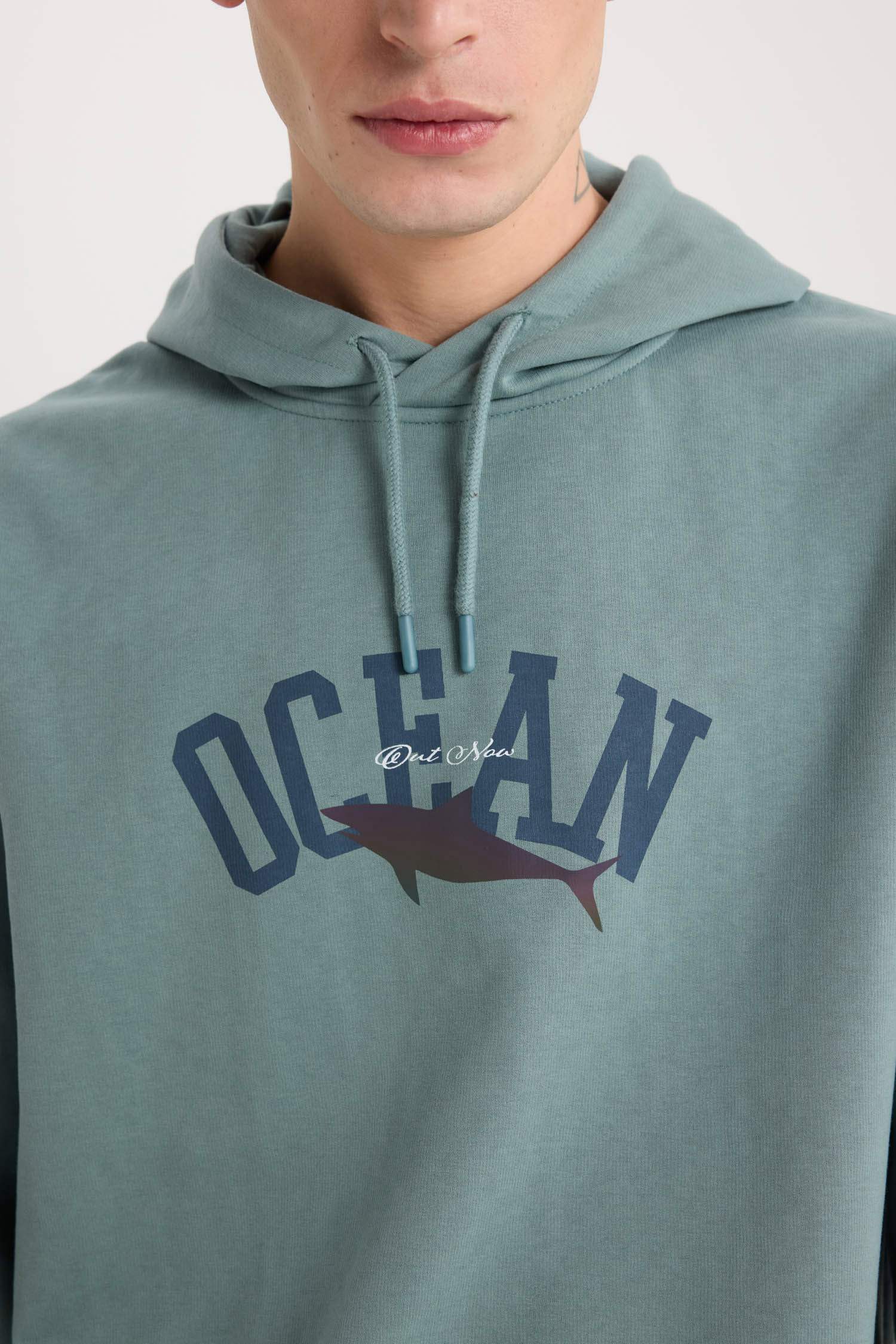 Boxy Fit Kapüşonlu Baskılı Sweatshirt