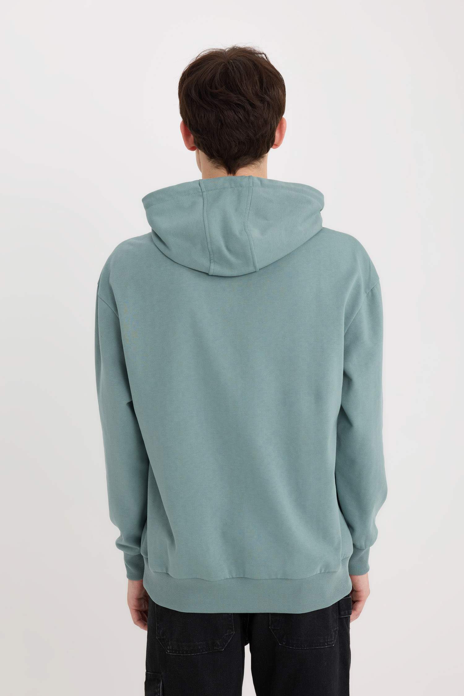 Boxy Fit Kapüşonlu Baskılı Sweatshirt