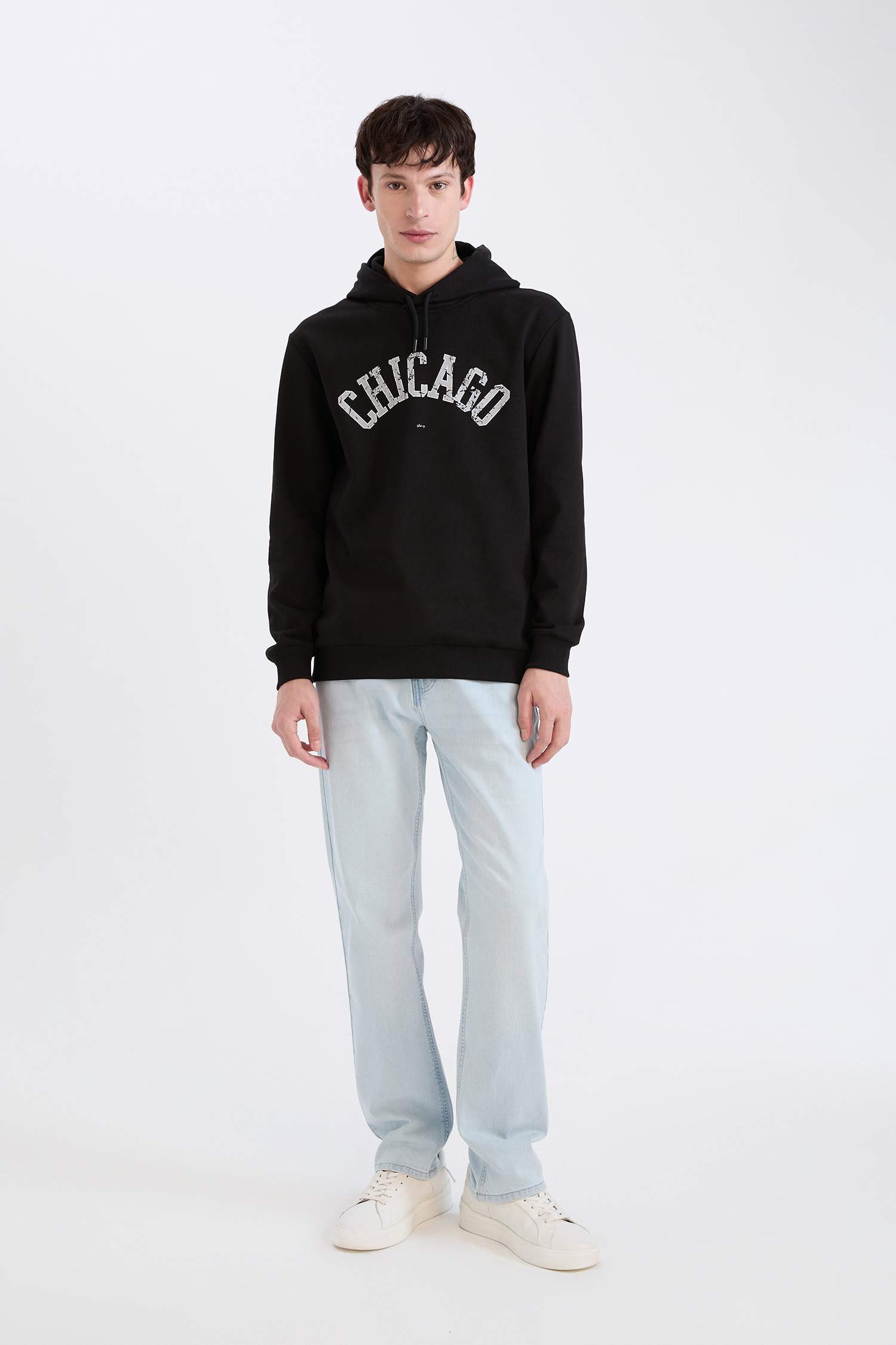 Regular Fit Kapüşonlu Baskılı Sweatshirt