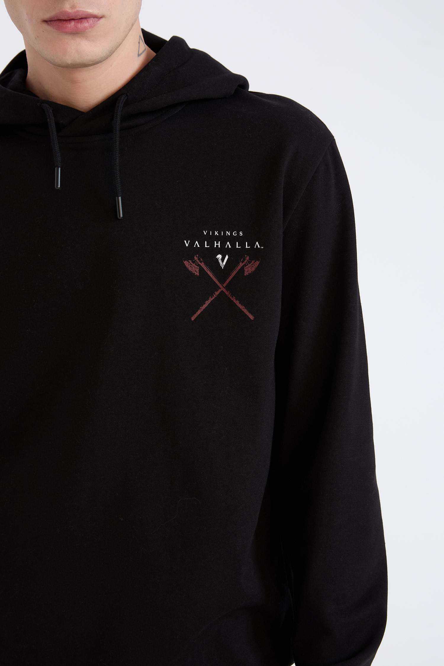 Vikings Valhalla Regular Fit Kapüşonlu Sırt Baskılı Sweatshirt