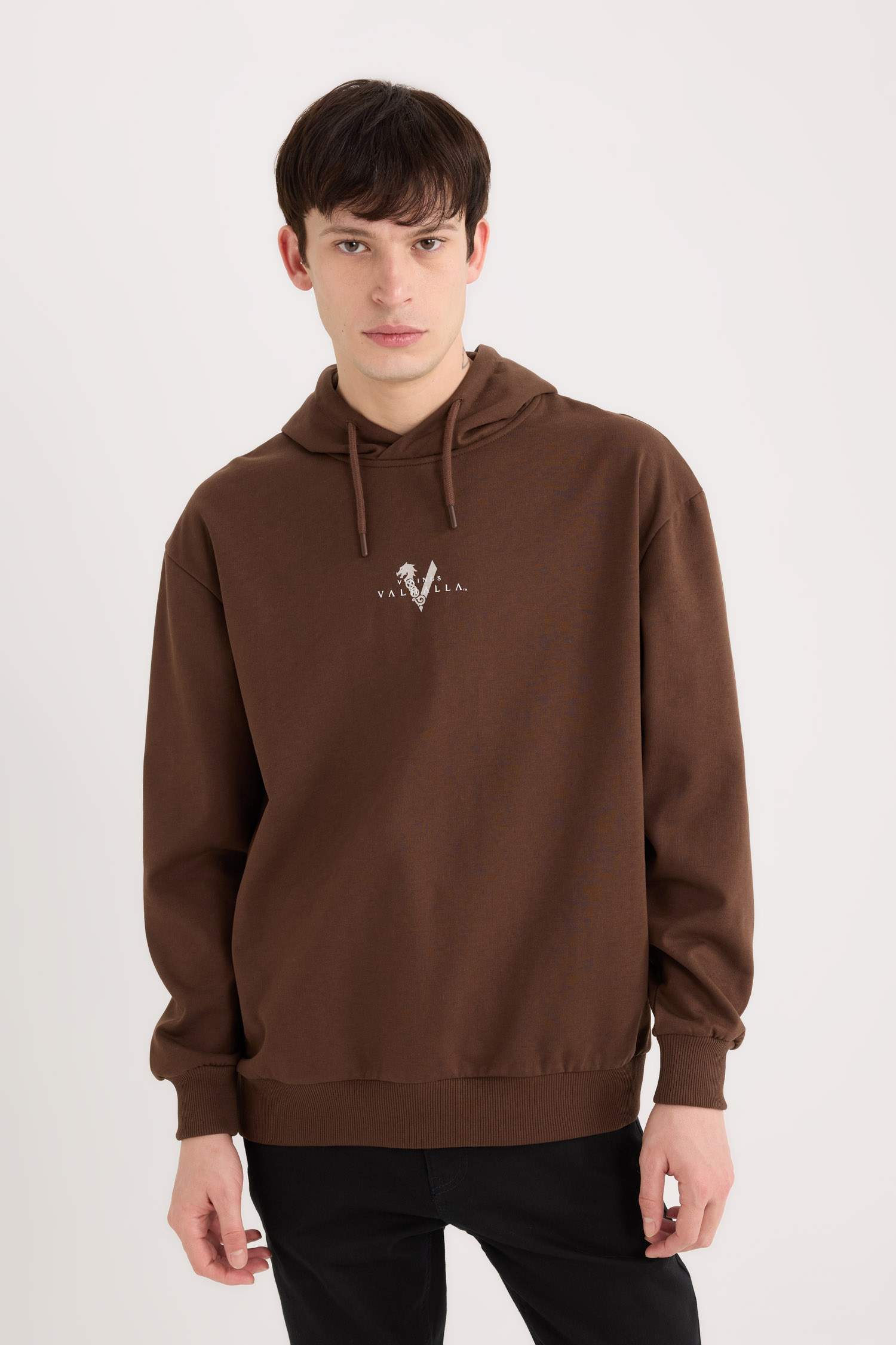 Vikings Valhalla Boxy Fit Kapüşonlu Sırt Baskılı Sweatshirt