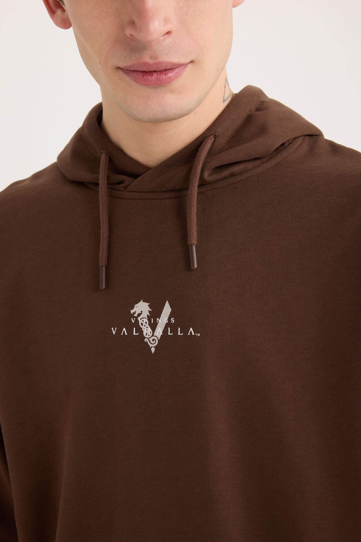 Vikings Valhalla Boxy Fit Kapüşonlu Sırt Baskılı Sweatshirt