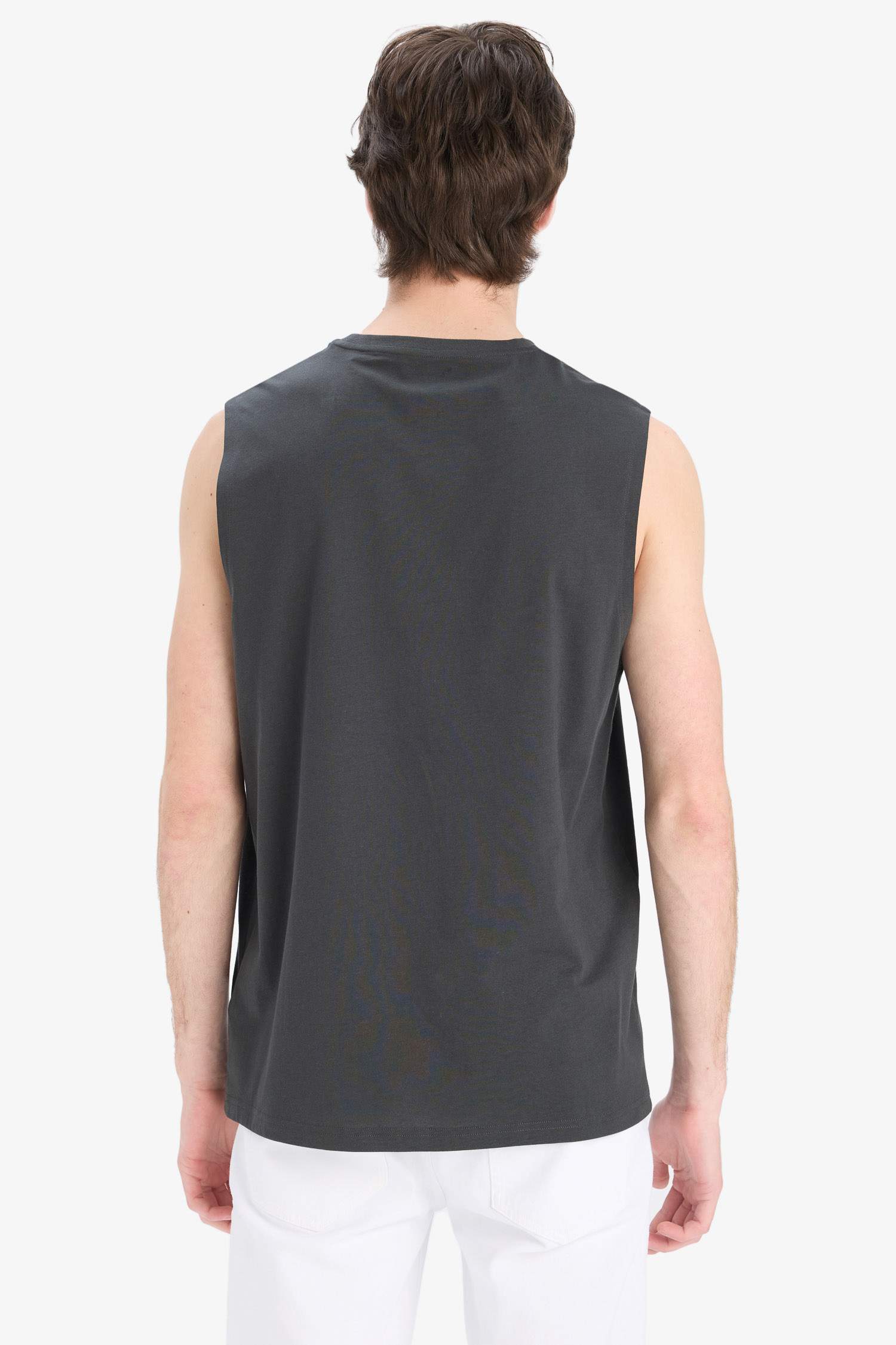 %100 Pamuk Regular Fit Bisiklet Yaka Baskılı Atlet