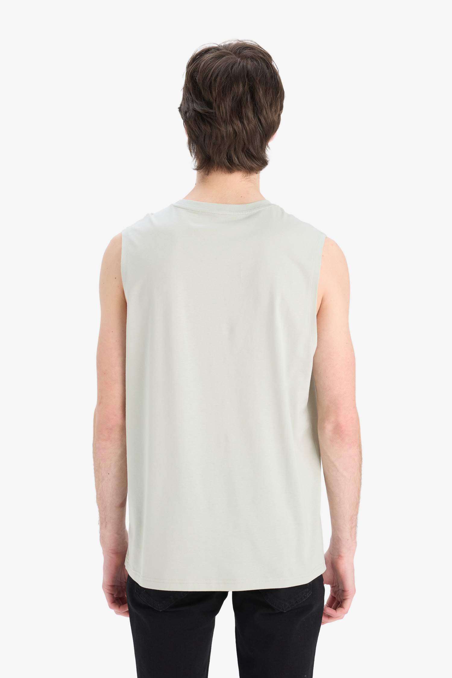 %100 Pamuk Regular Fit Bisiklet Yaka Baskılı Atlet