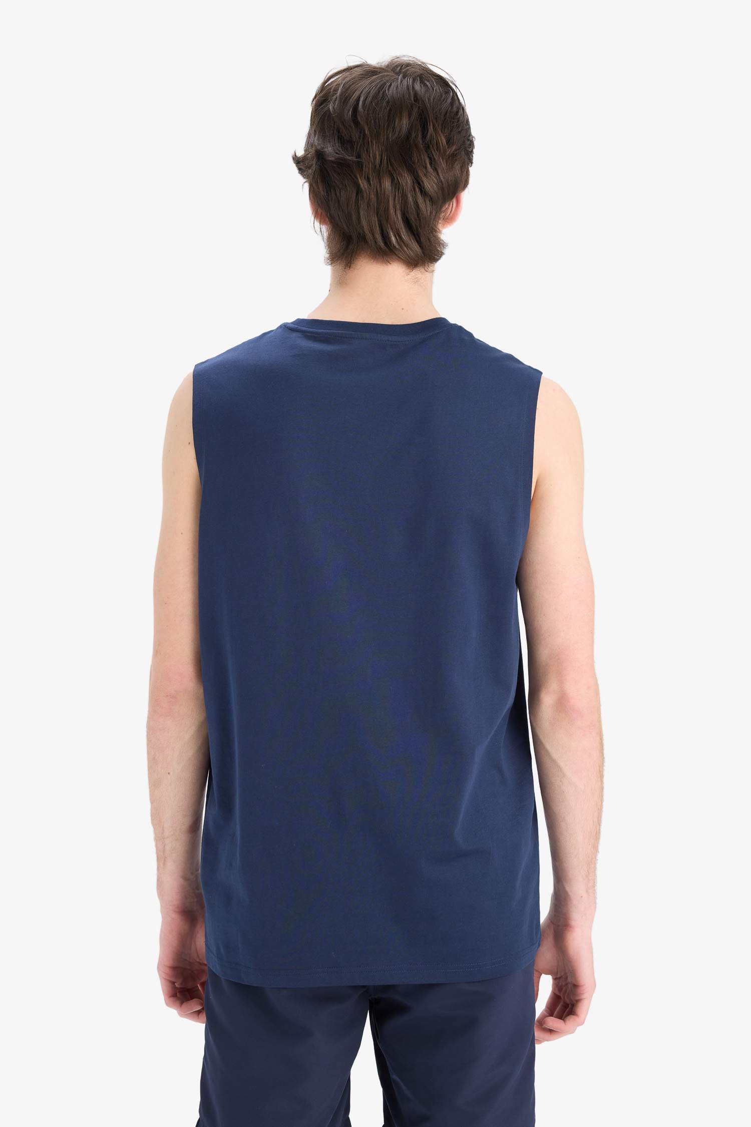 %100 Pamuk Regular Fit Bisiklet Yaka Baskılı Atlet