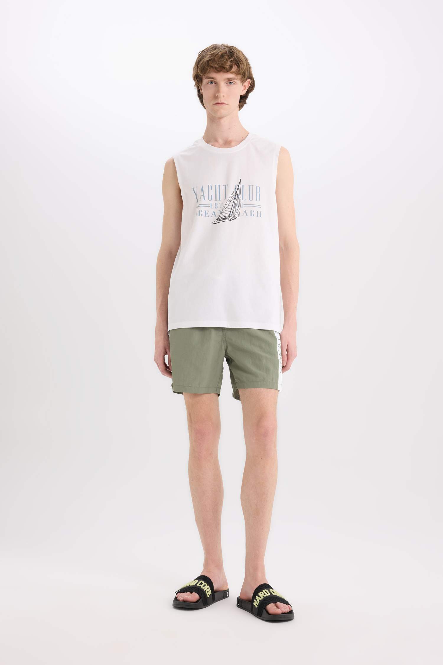 %100 Pamuk Regular Fit Bisiklet Yaka Baskılı Atlet