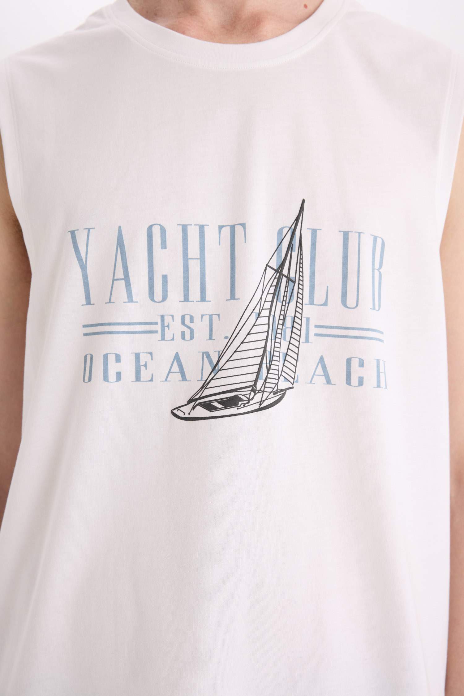 %100 Pamuk Regular Fit Bisiklet Yaka Baskılı Atlet