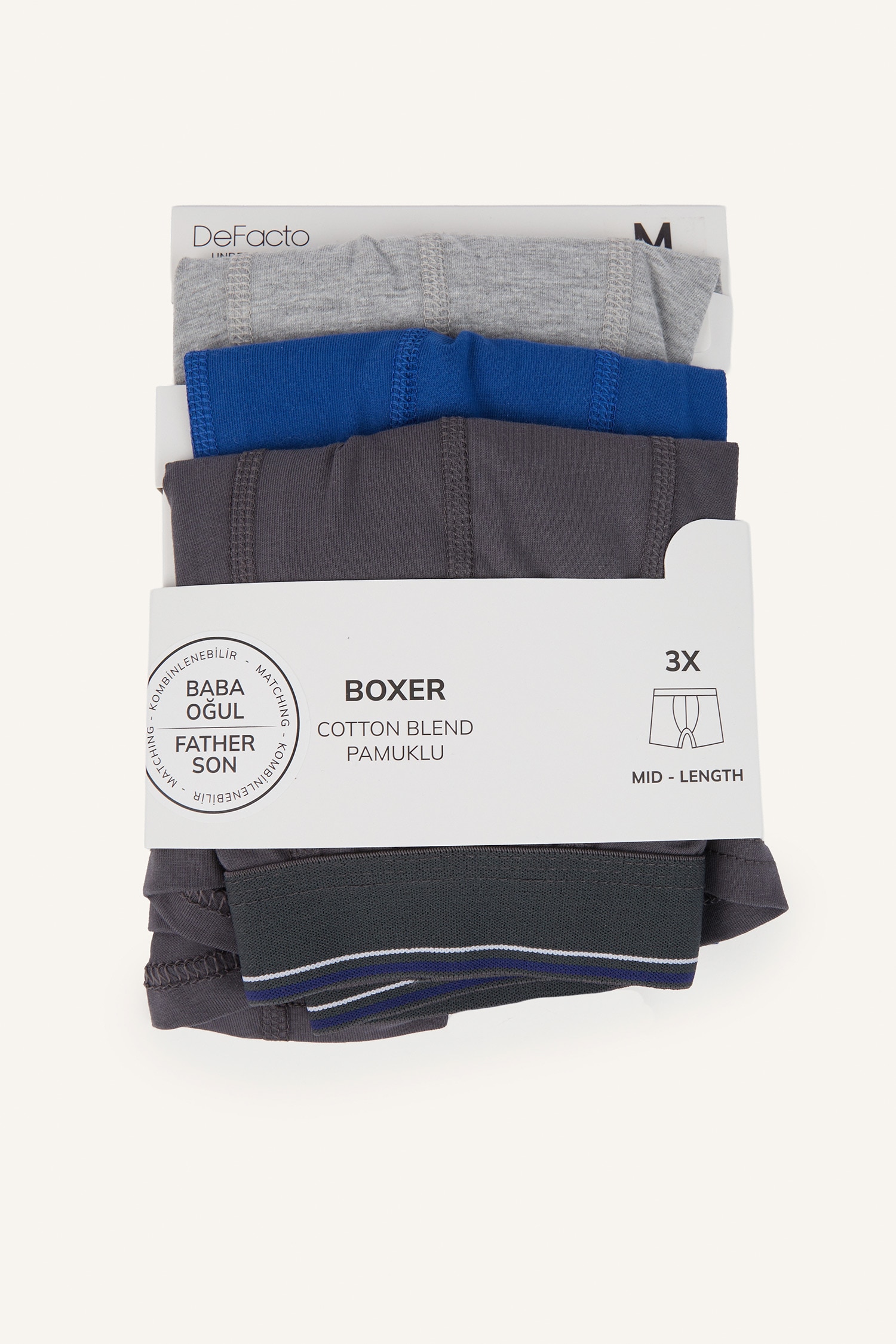 DeFacto Regular Fıt 3'lü Boxer görsel 7