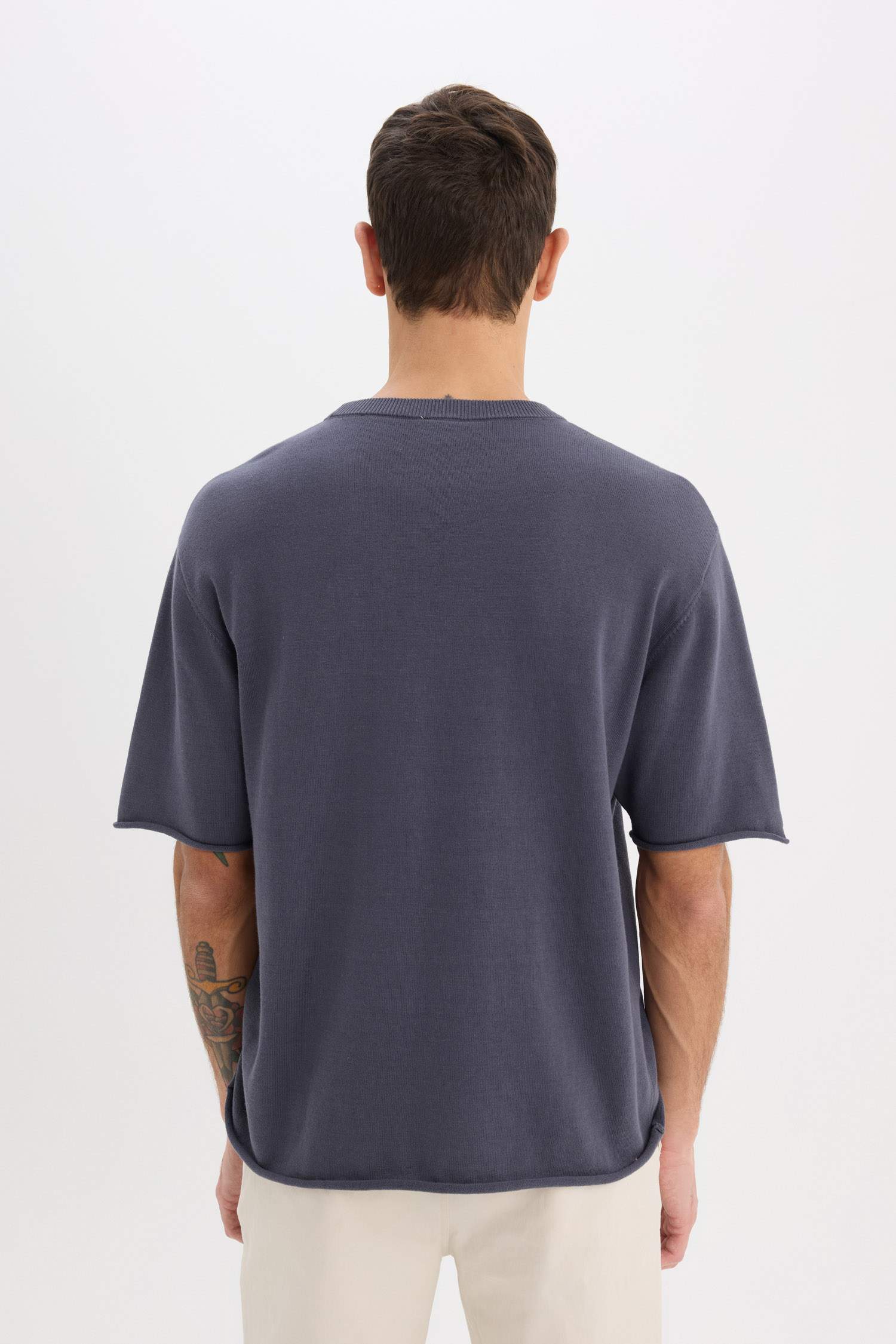 تيشيرت تريكو قطن نص ردن اوفر سايز