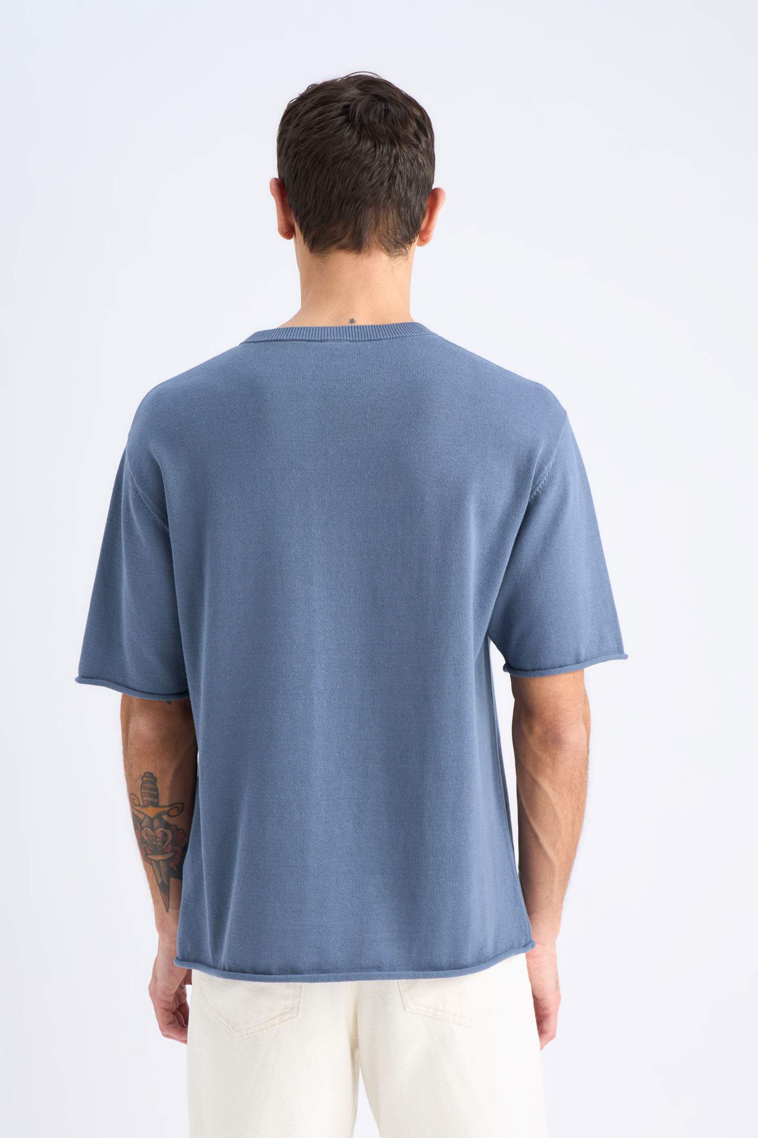 تيشيرت تريكو قطن نص ردن اوفر سايز