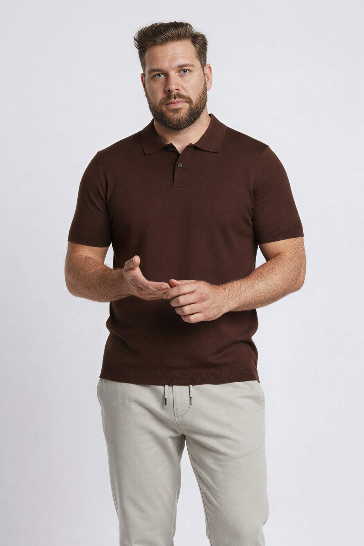 Standart Fit Polo Yaka Kısa Kollu Triko Tişört