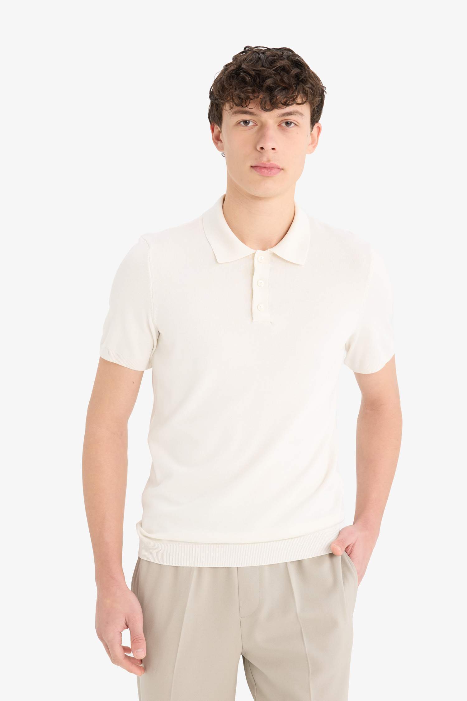 Standard Fit Short Sleeve Knitwear Polo T-Shirt