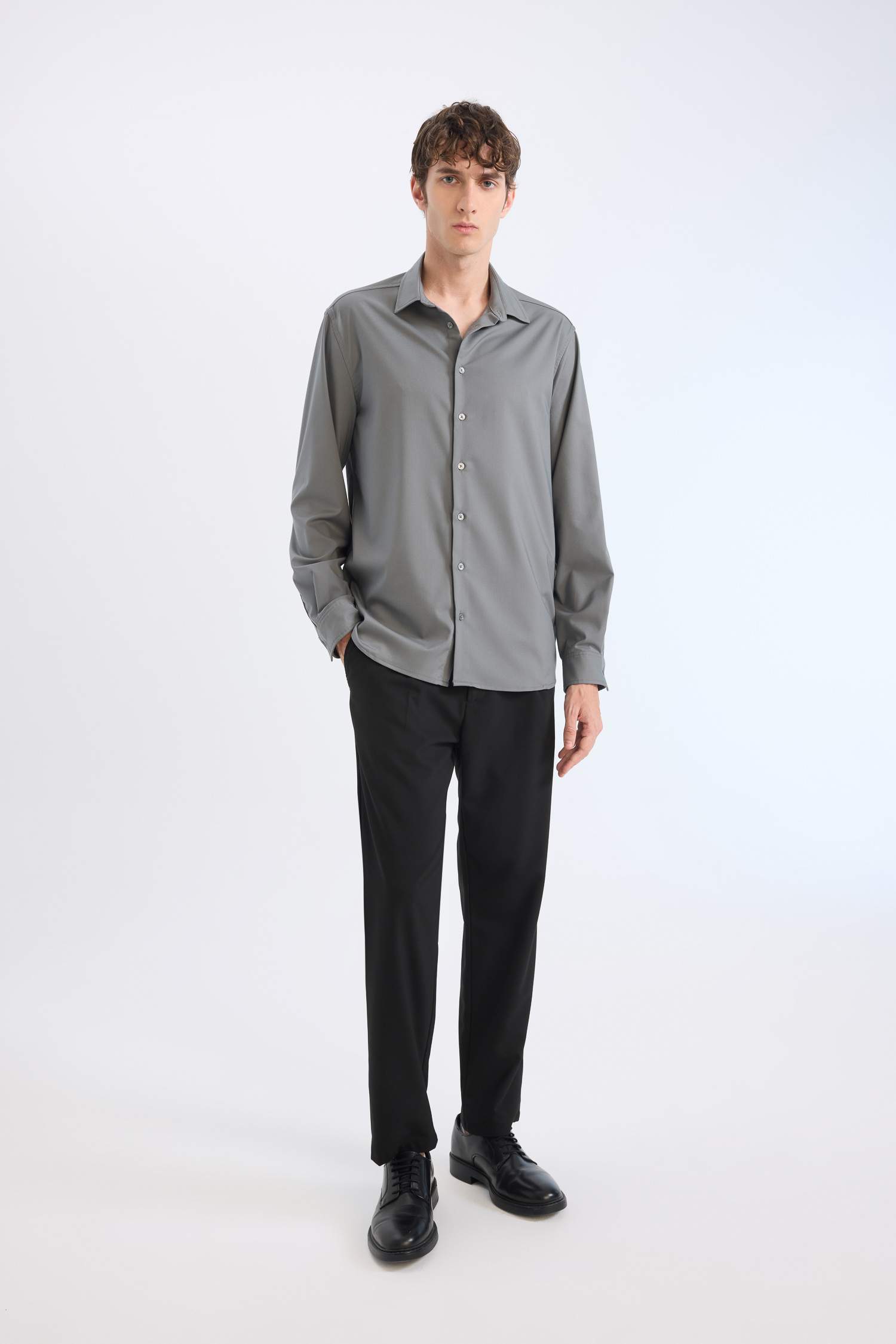 Regular Fit Polo Yaka Uzun Kollu Gömlek