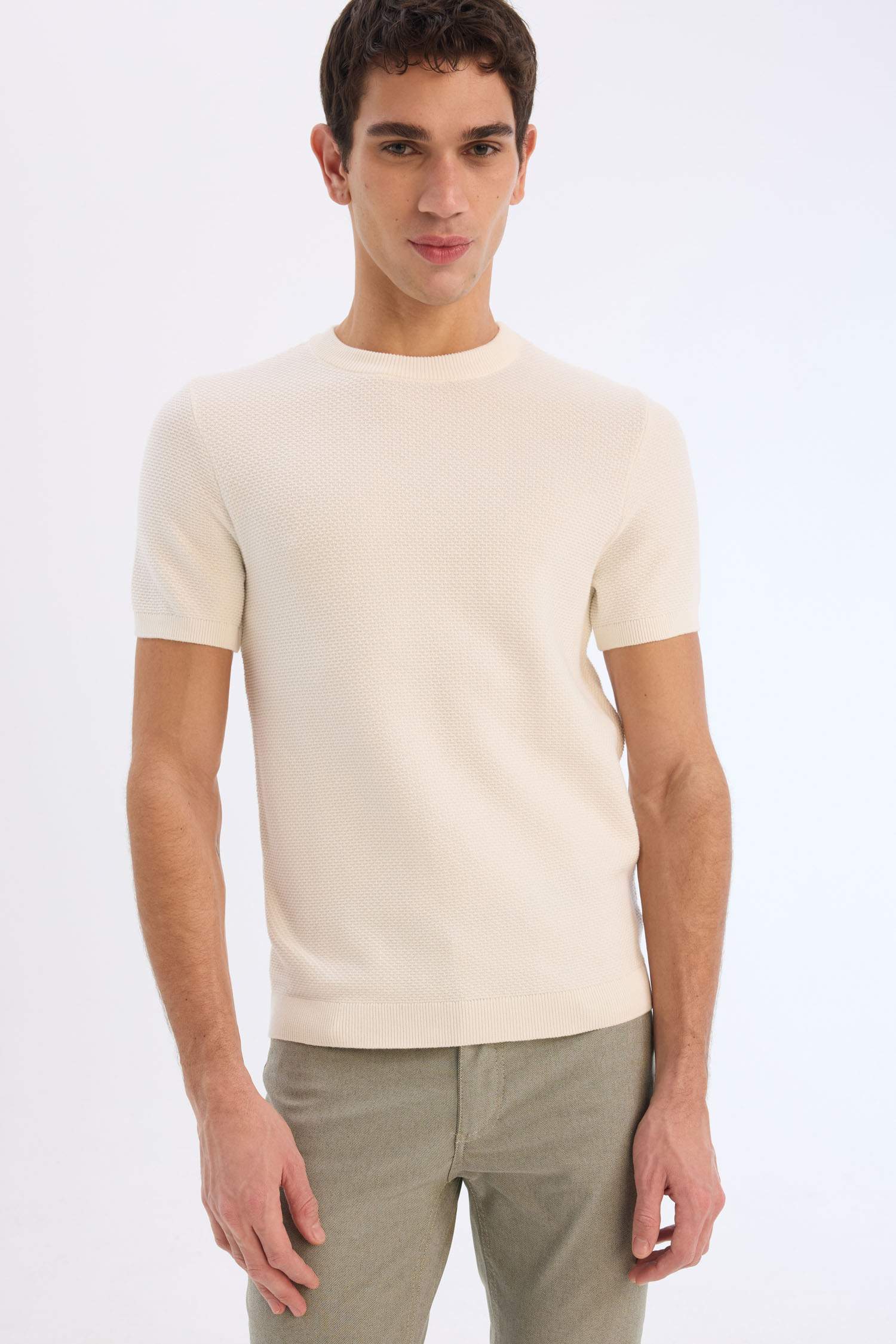 Standard Fit Crew Neck Knitwear T-Shirt