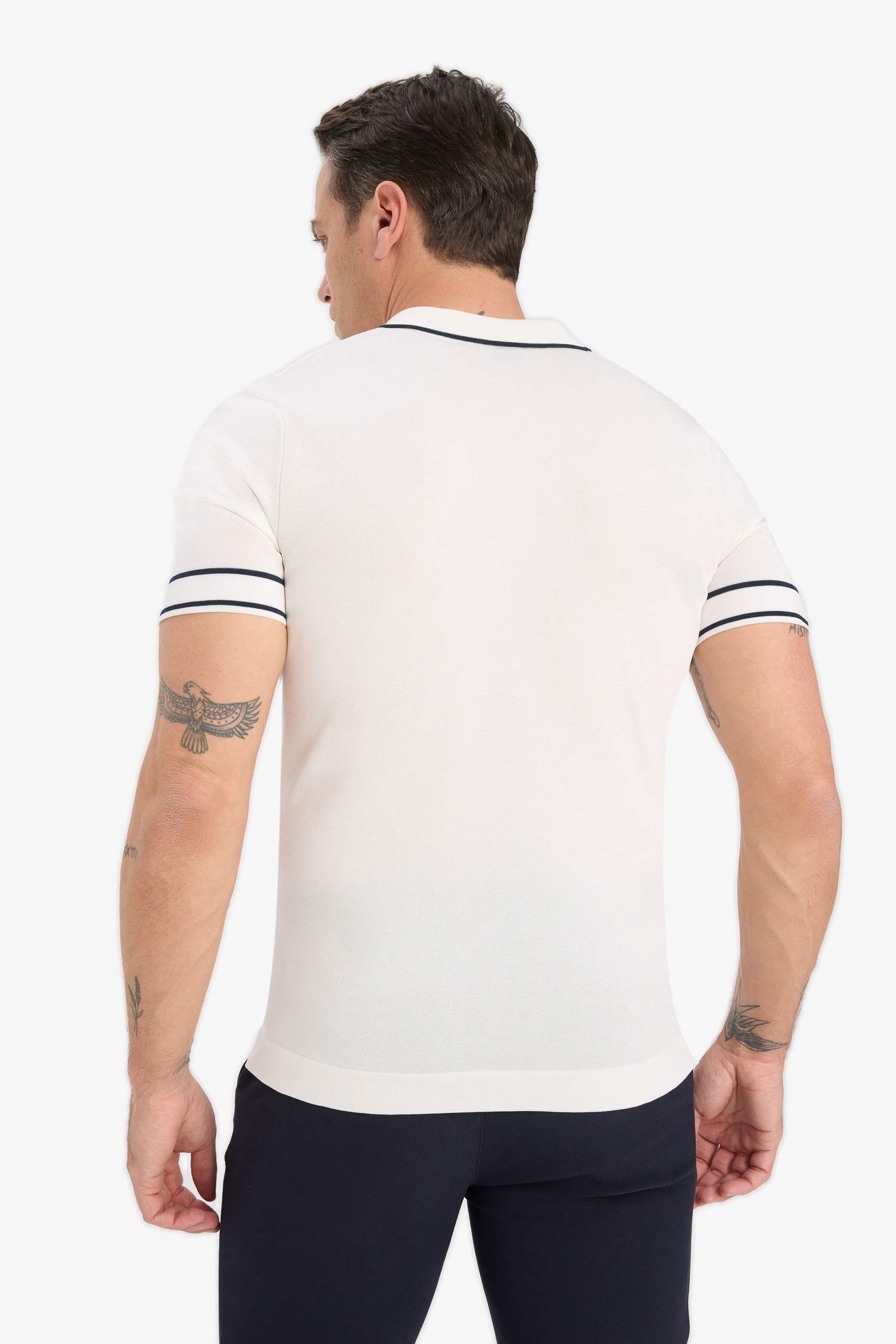 T-shirt Polo blanc en maille à manches courtes Coupe standard