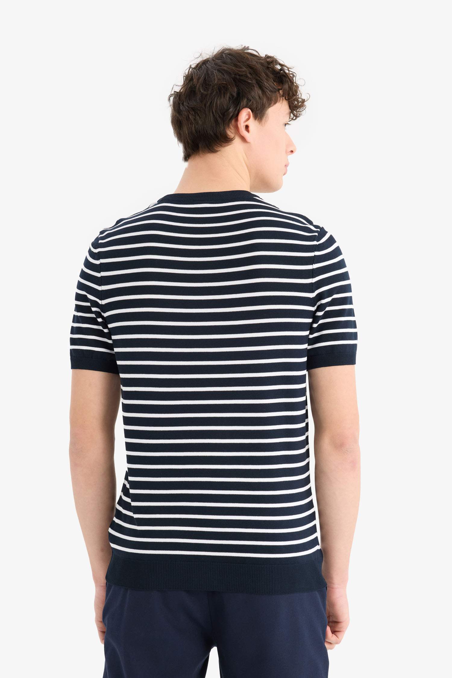 Standard Fit Crew Neck Striped Knit T-Shirt
