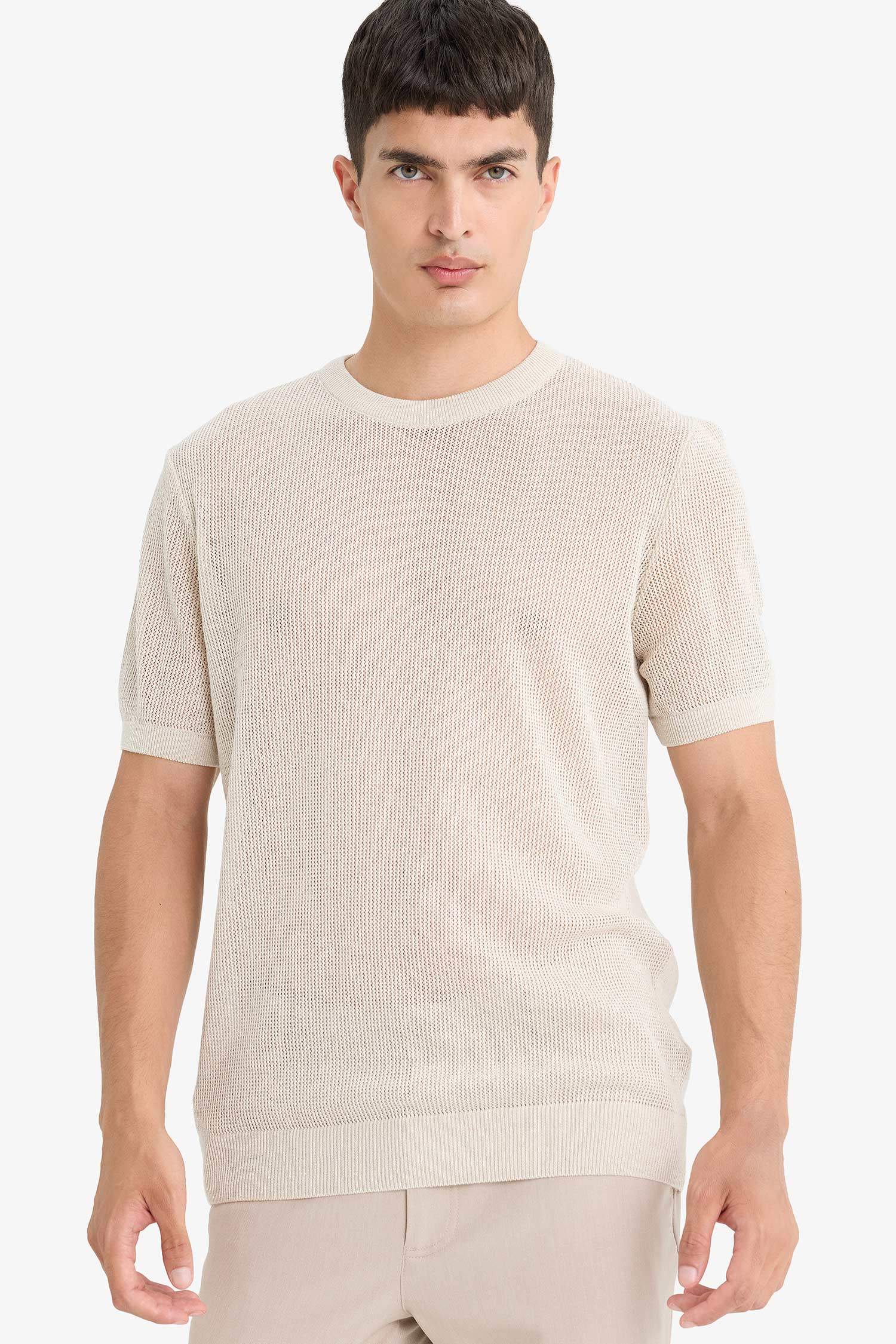 Standard Fit Crew Neck Knitwear T-Shirt