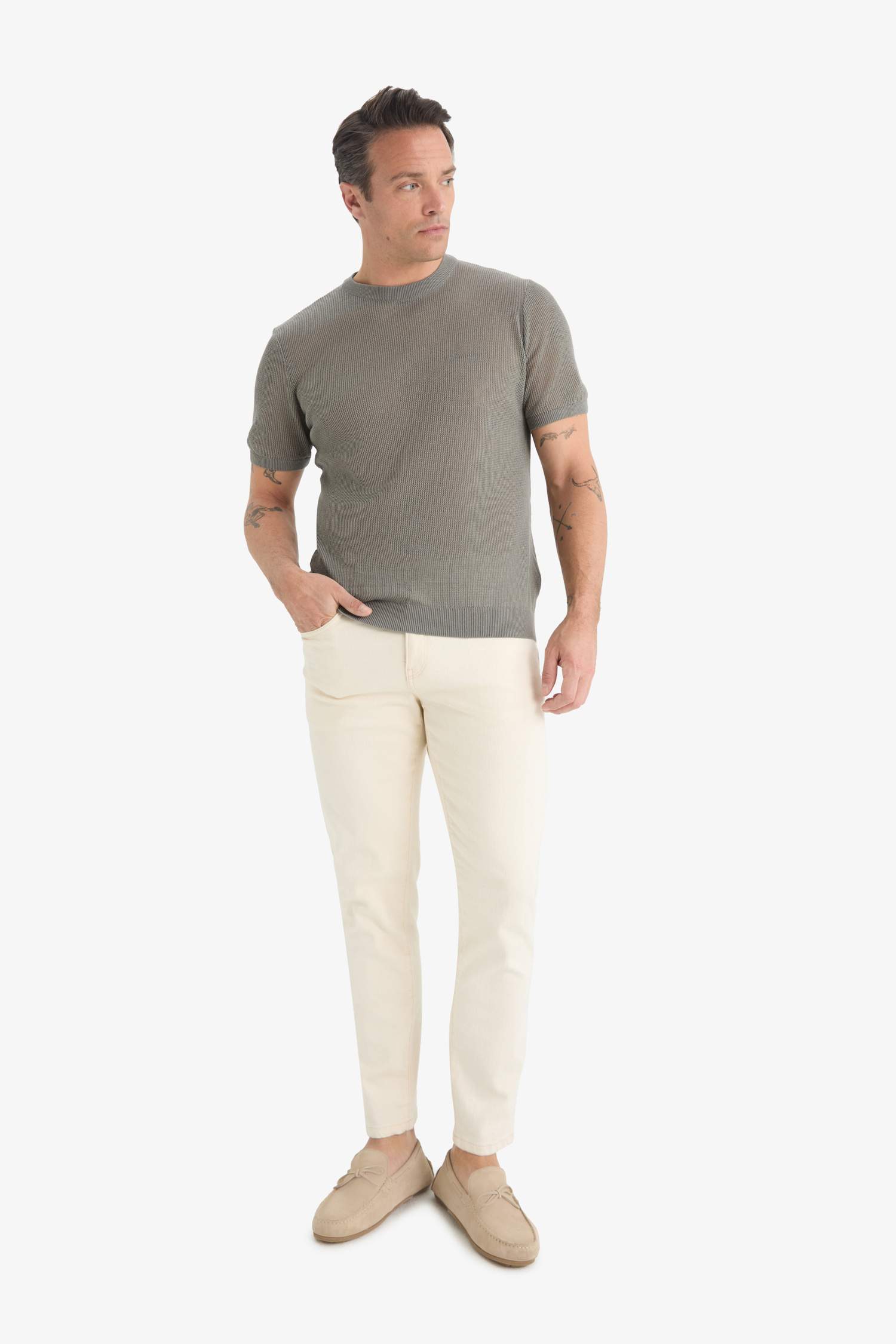 Standard Fit Crew Neck Knitwear T-Shirt