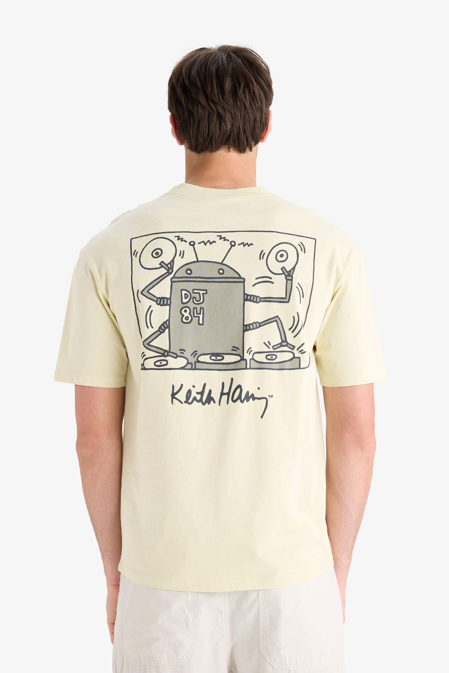 Boxy Fit Keith Haring Licensed Crew Neck Printed Short Sleeve T-Shirt